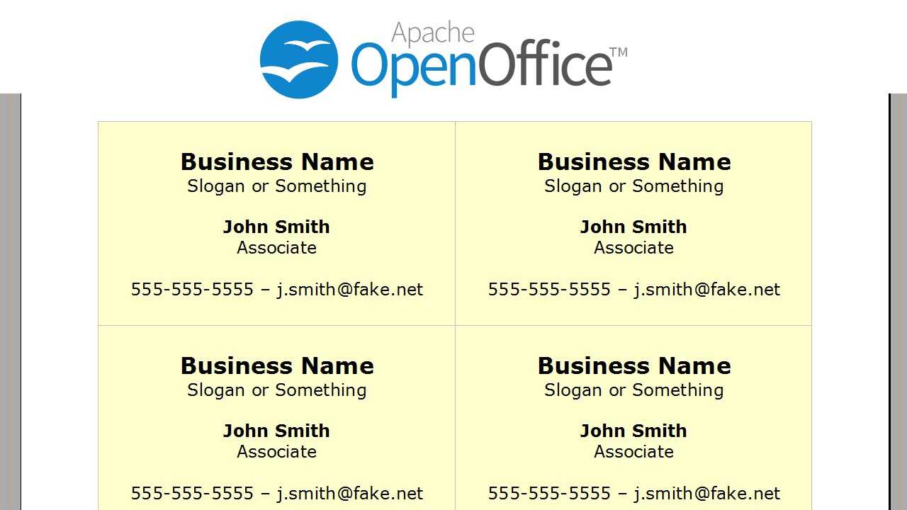 Printing Business Cards In Openoffice Writer With Business Card Template Open Office