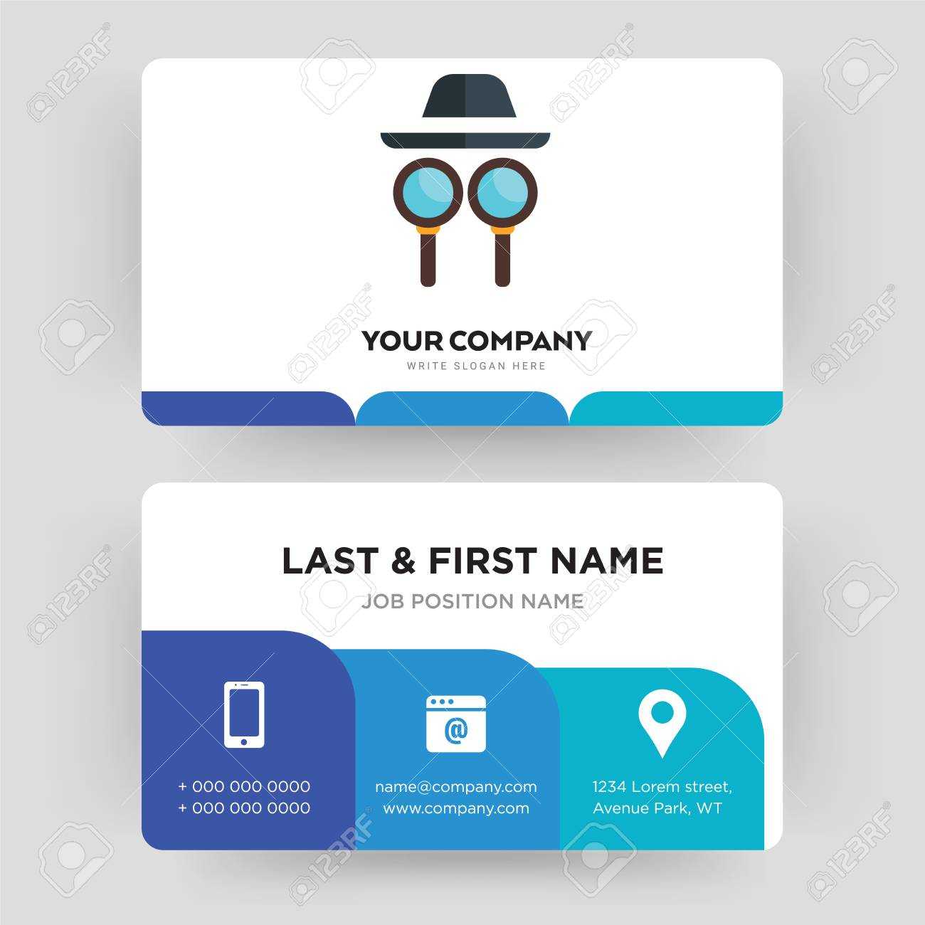 Private Detective, Business Card Design Template, Visiting For.. For Spy Id Card Template