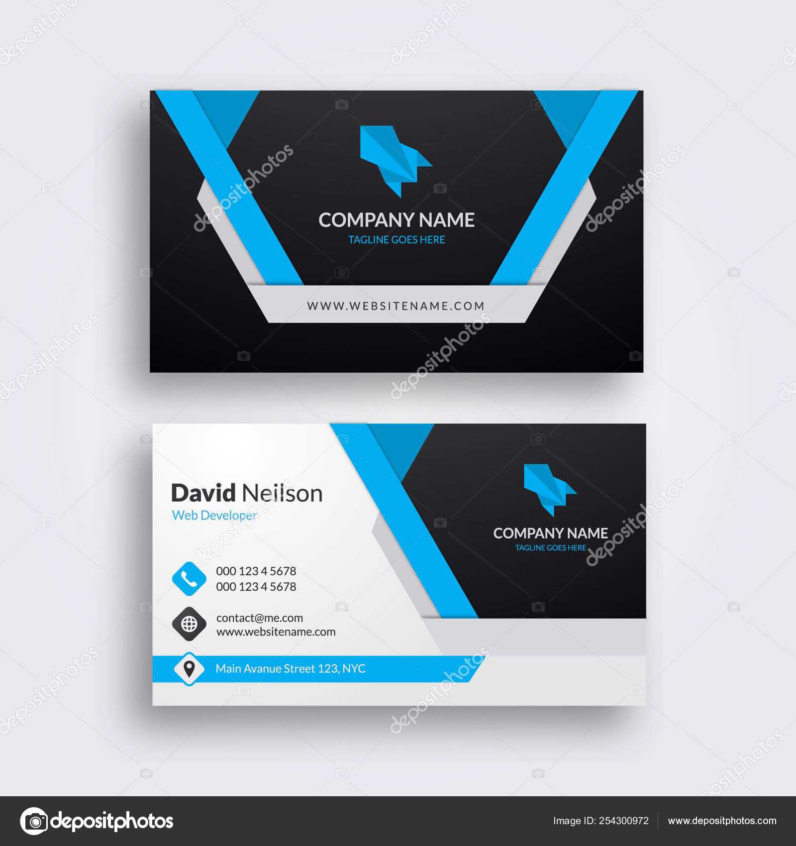 Professional Abstract Business Card Clean Fresh Design With Regard To Professional Name Card Template