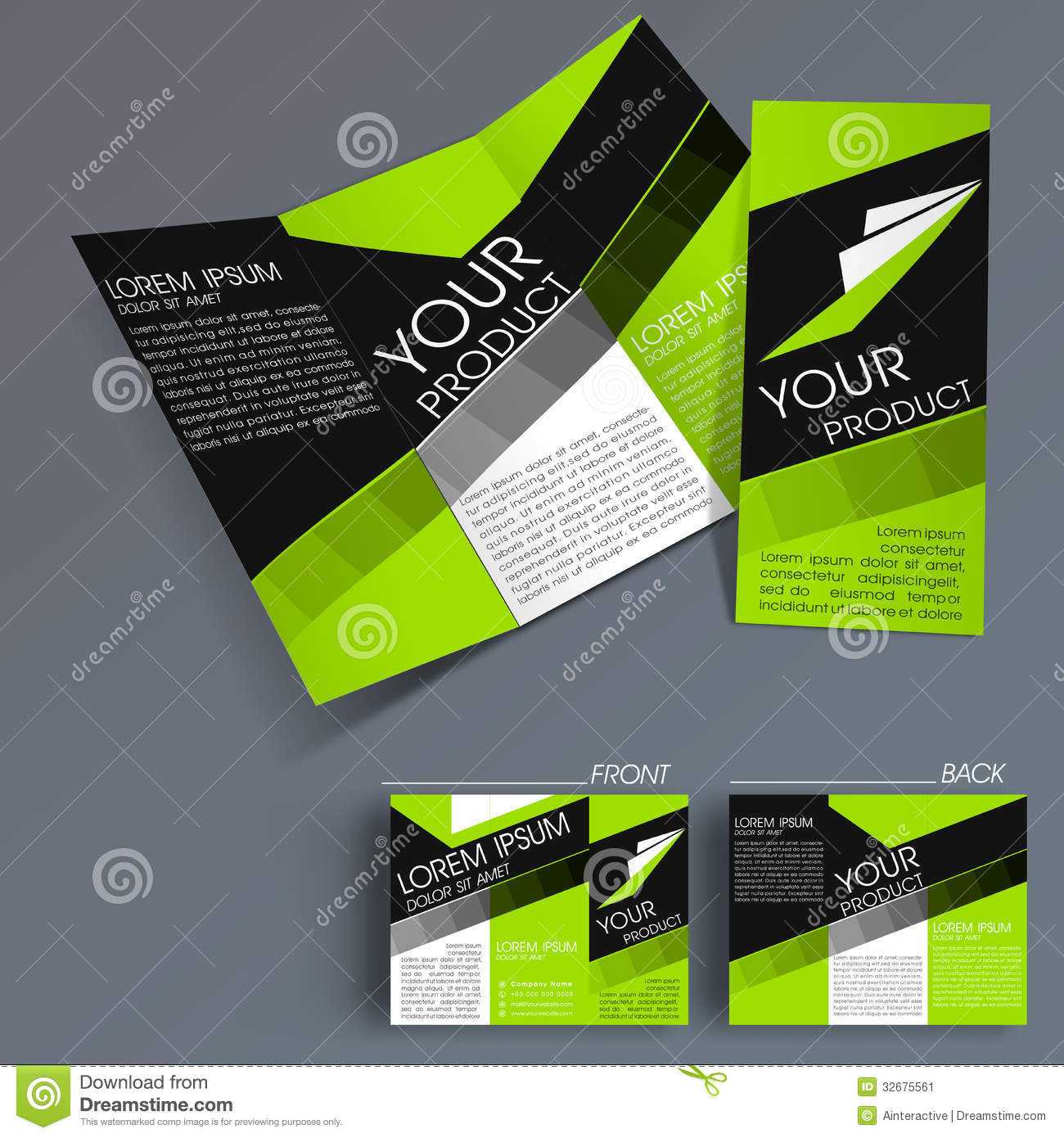 Professional Business Three Fold Flyer Template, Stock For Fold Over Business Card Template