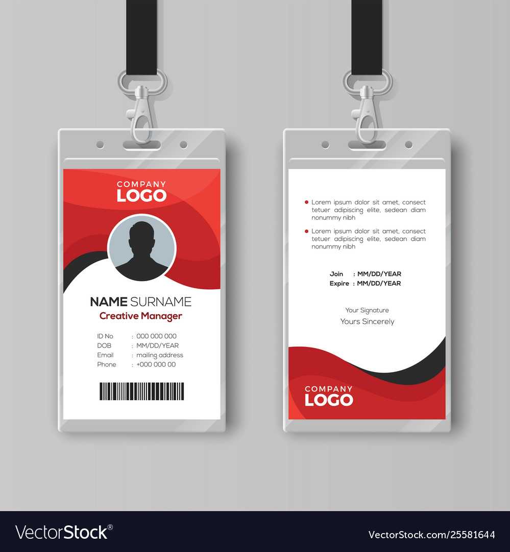 Professional Identity Card Template With Red in Photographer Id Card Template