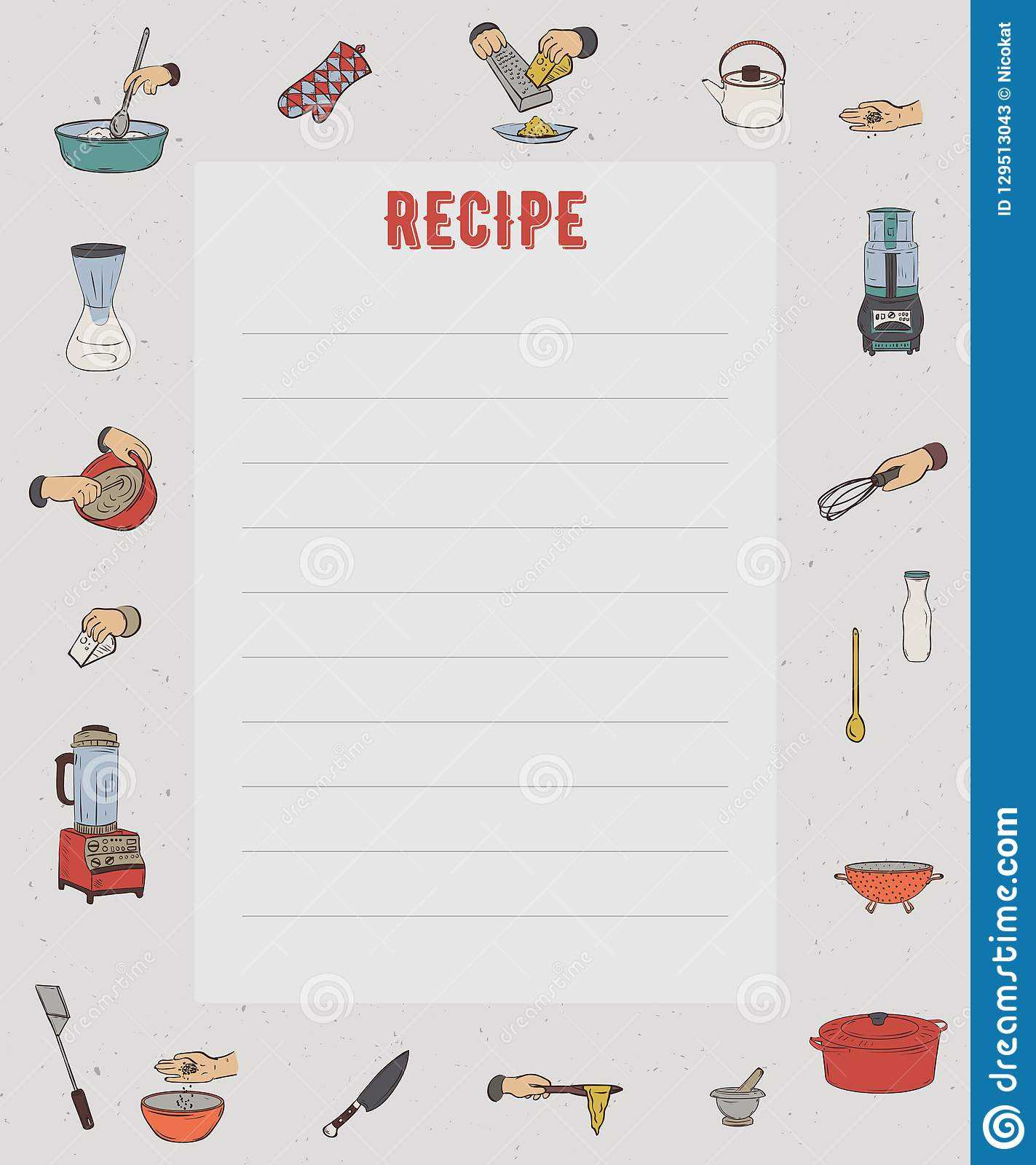 Recipe Card. Cookbook Page. Design Template With Kitchen Intended For Recipe Card Design Template