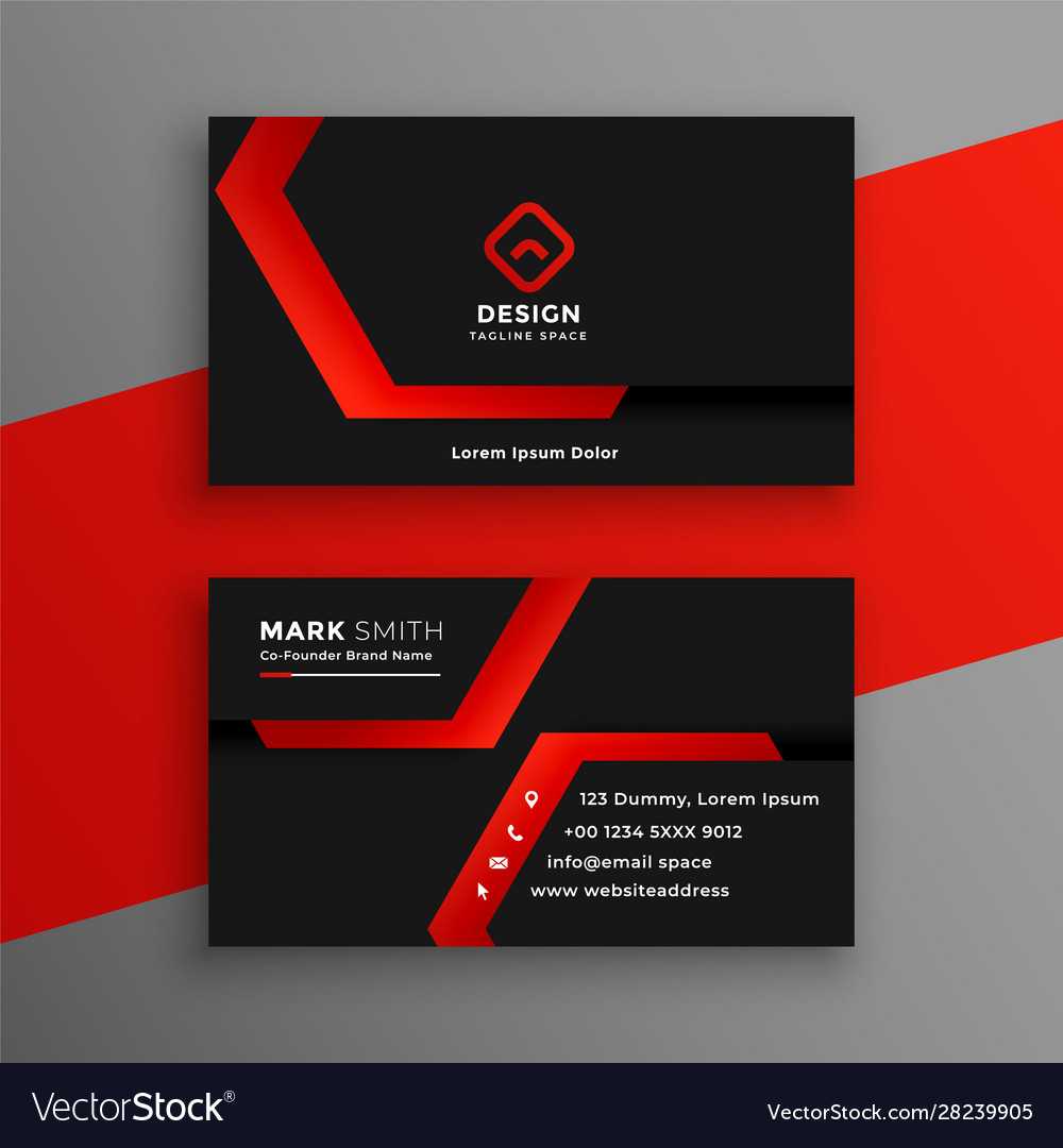 Red And Black Geometric Business Card Template Inside Adobe Illustrator Business Card Template