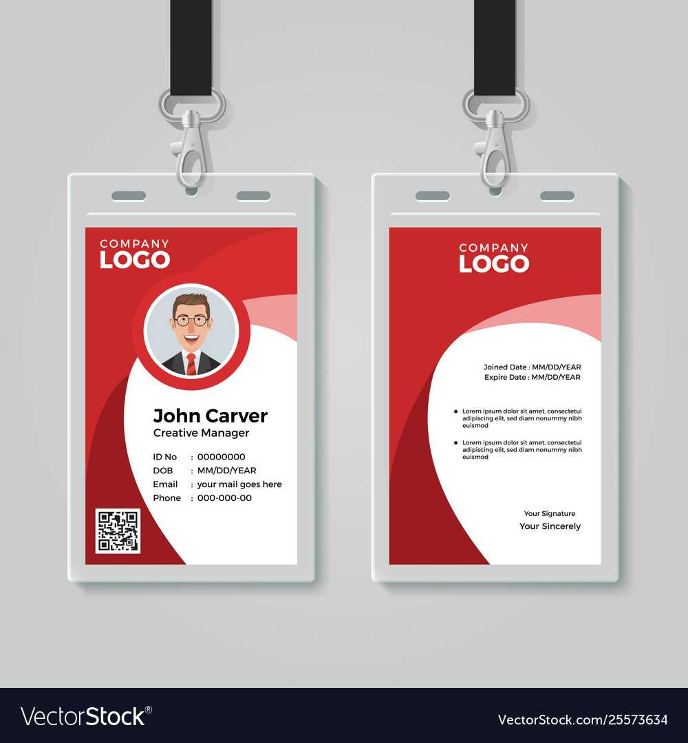 Red Corporate Id Card Template Pertaining To Work Id Card Template