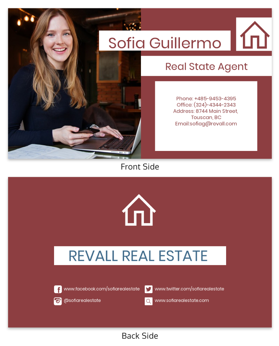 Red Real Estate Business Card Template In Real Estate Agent Business Card Template