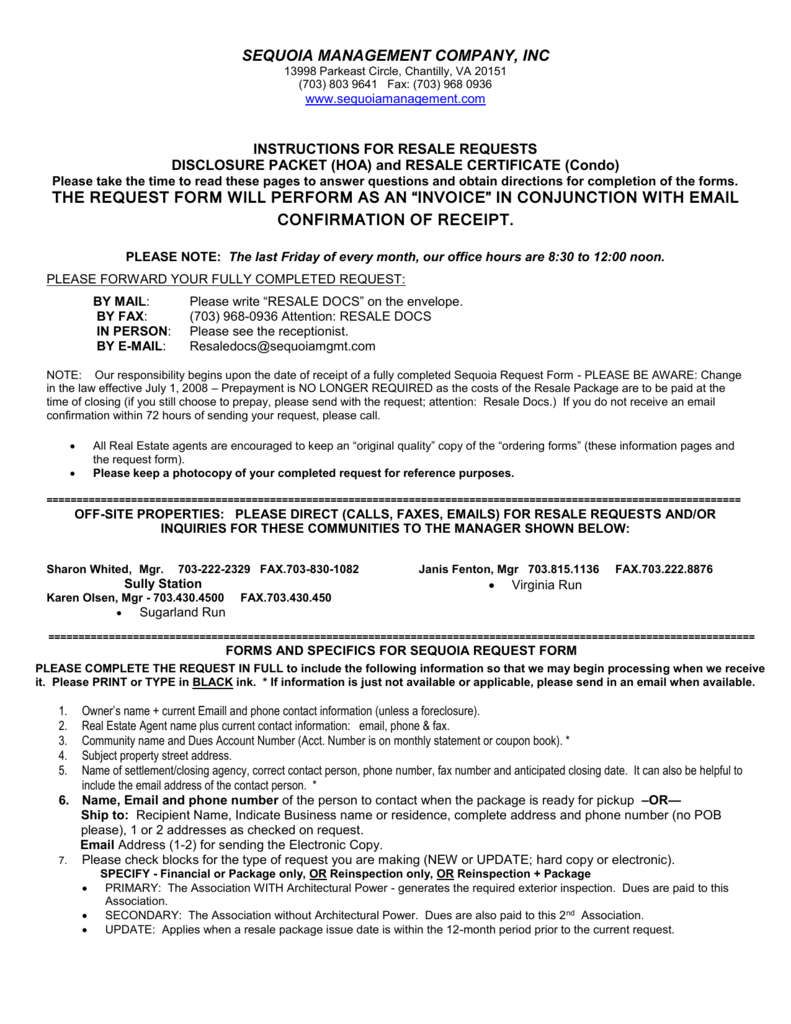 Resale Document Request Form – Centreville Community Foundation In Resale Certificate Request Letter Template