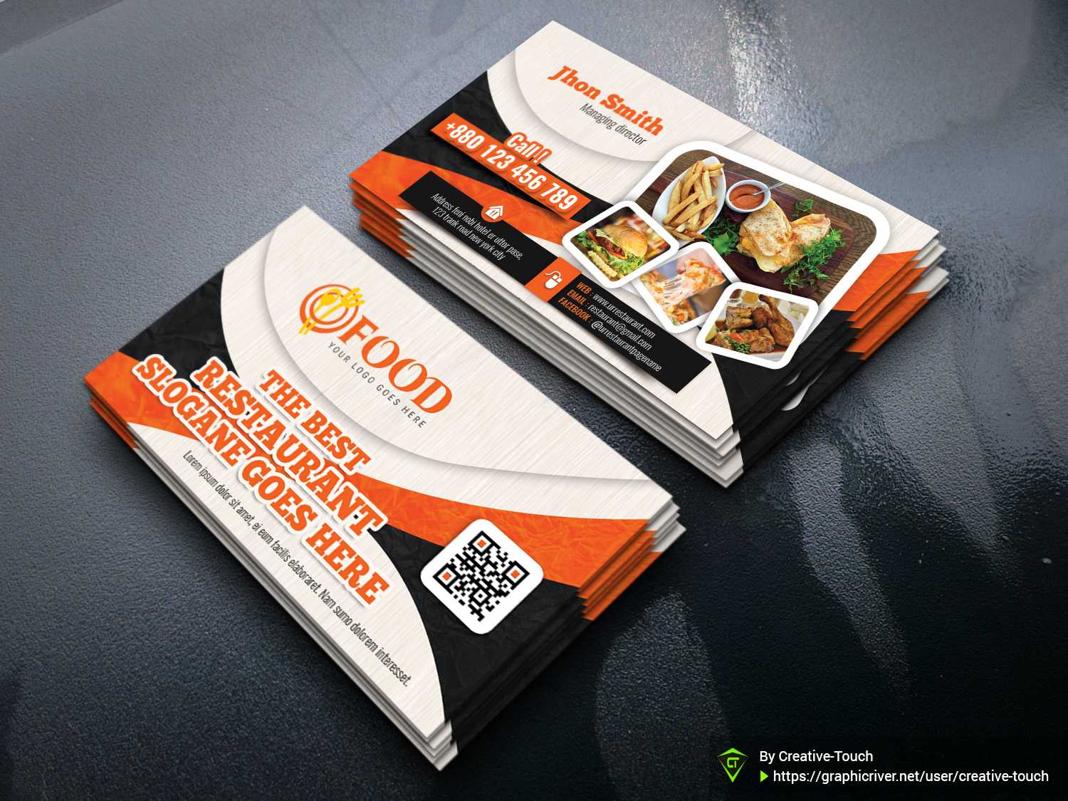 Restaurant Business Card Templatecreative Touch On Dribbble Within Call Card Templates