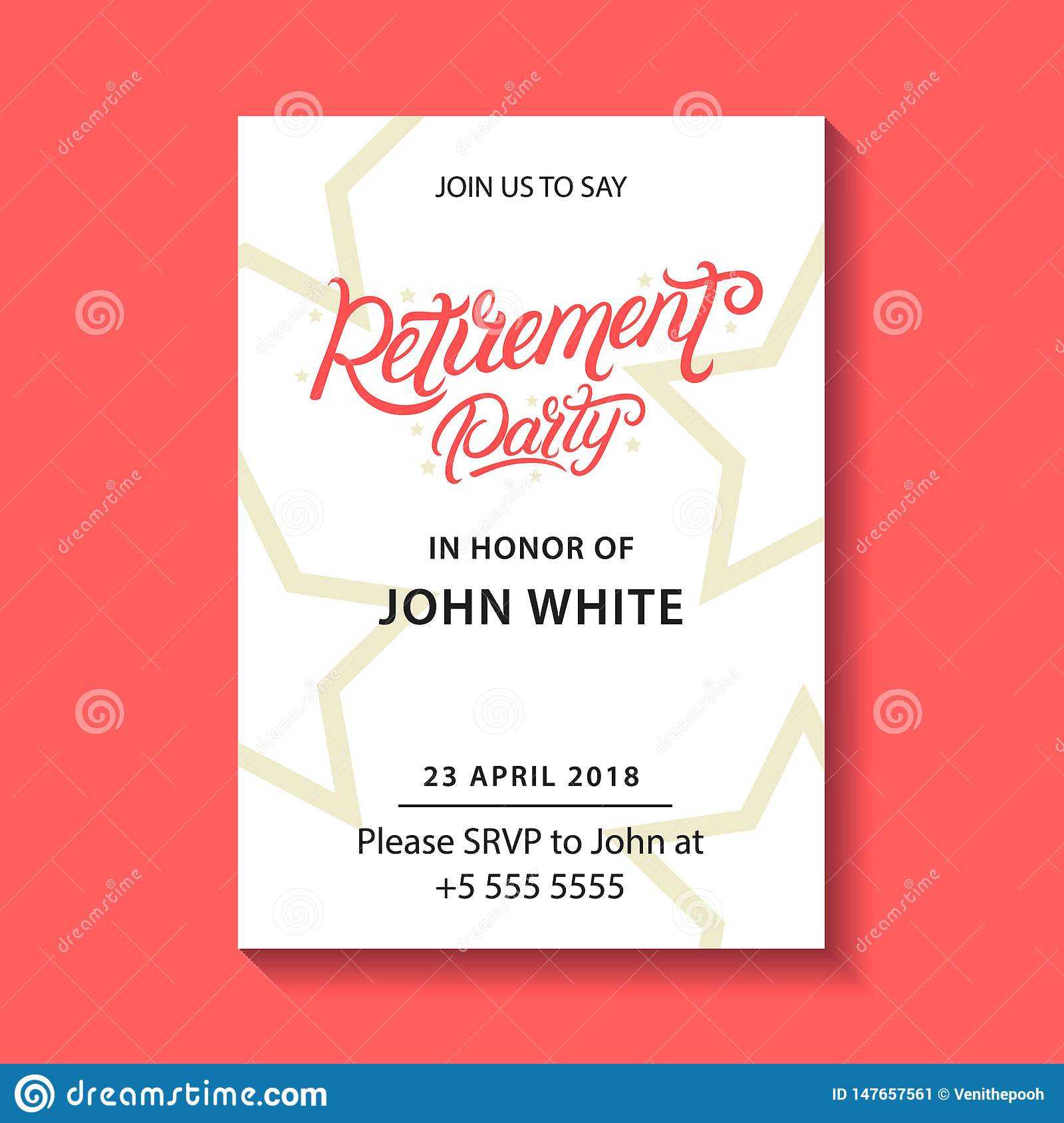 Retirement Party Invitation. Stock Vector – Illustration Of For Retirement Card Template