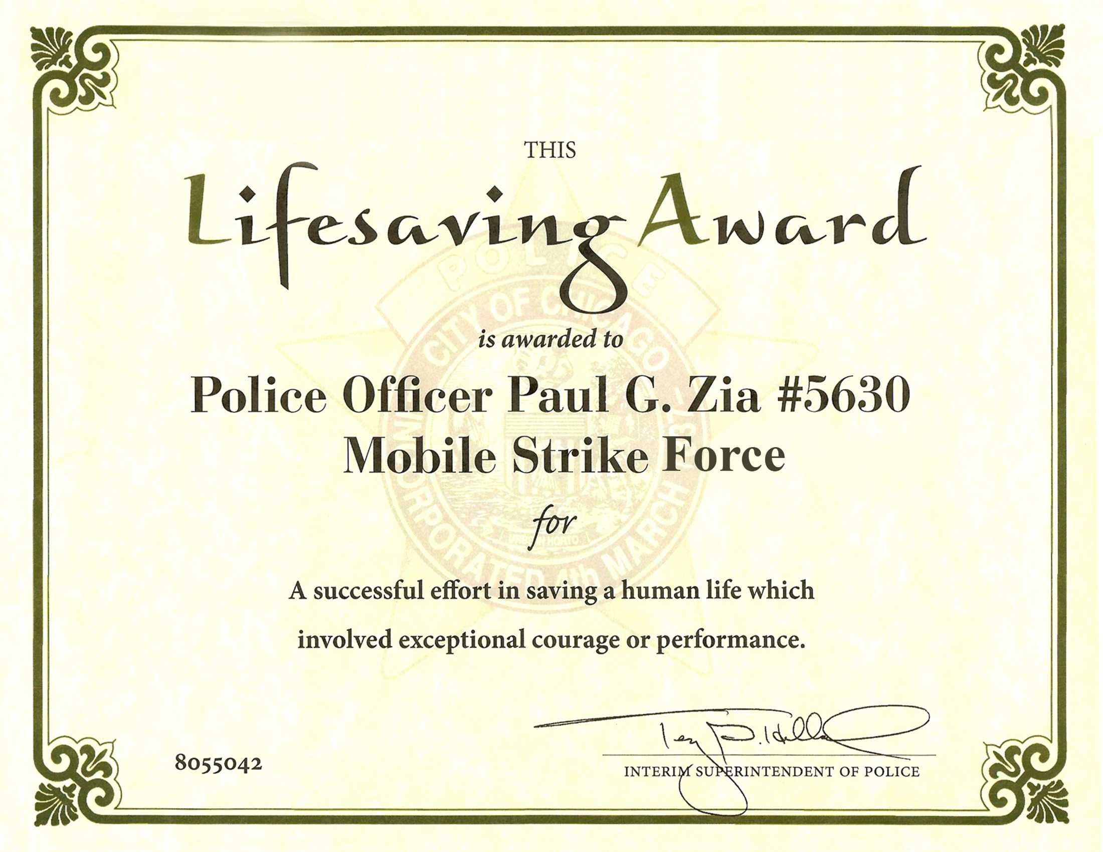 Ribbon Awards | Chicagocop regarding Life Saving Award Certificate Template