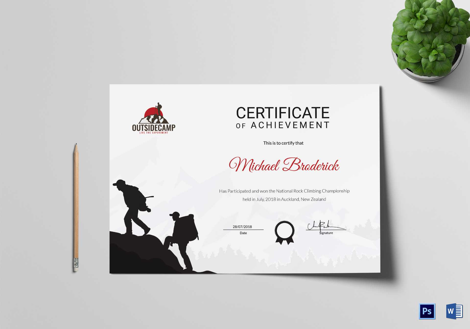 Rock Climbing Participation Certificate Template Throughout Walking Certificate Templates