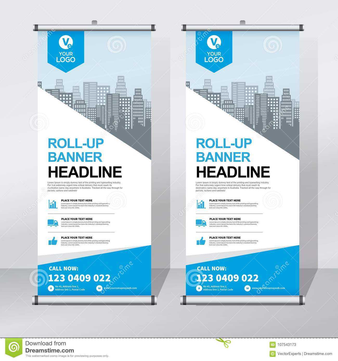 Roll Up Banner Design Template, Vertical, Abstract With Pop Up Brochure Template