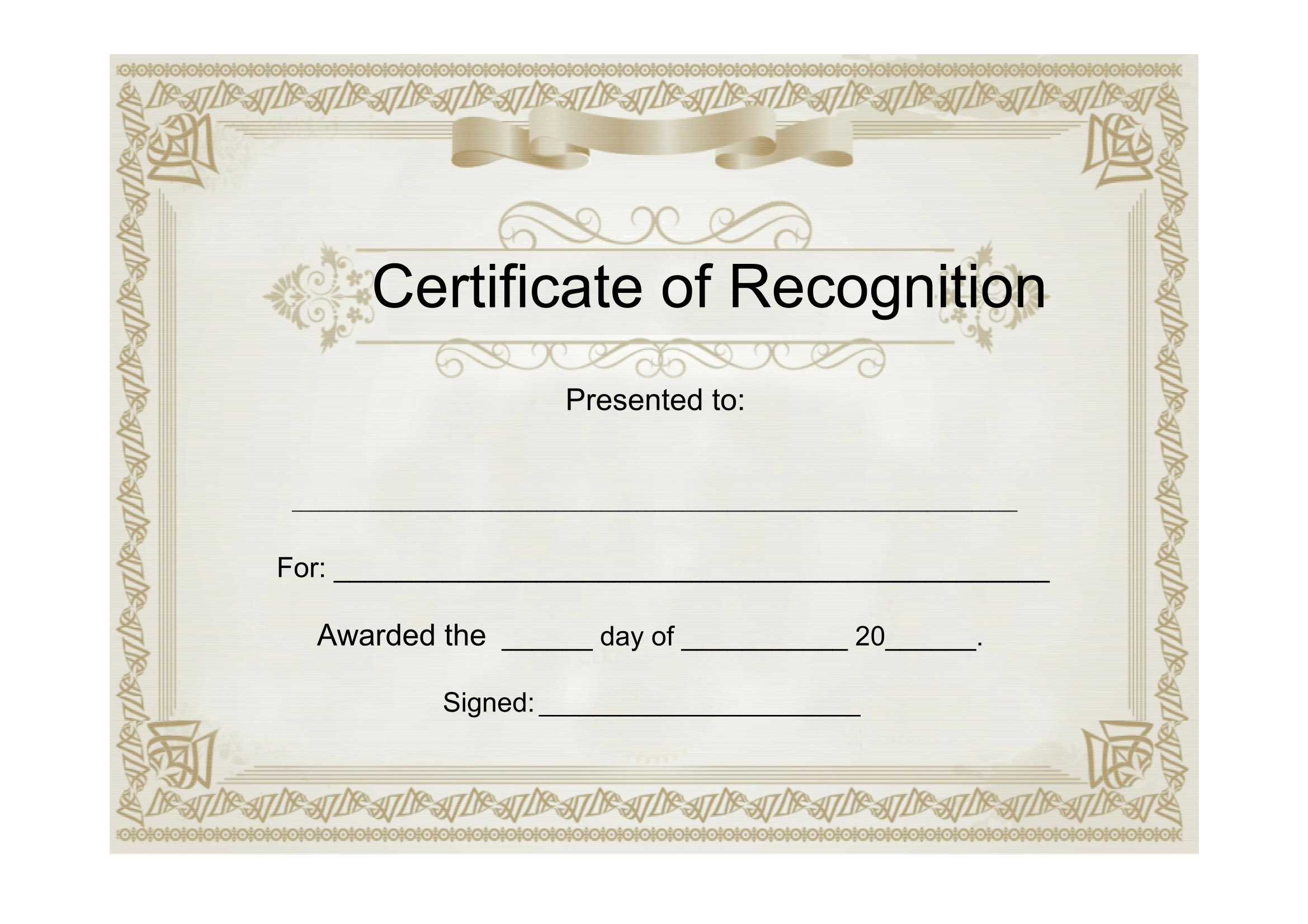 Sample Certificate Of Recognition – Free Download Template With Regard To Free Template For Certificate Of Recognition