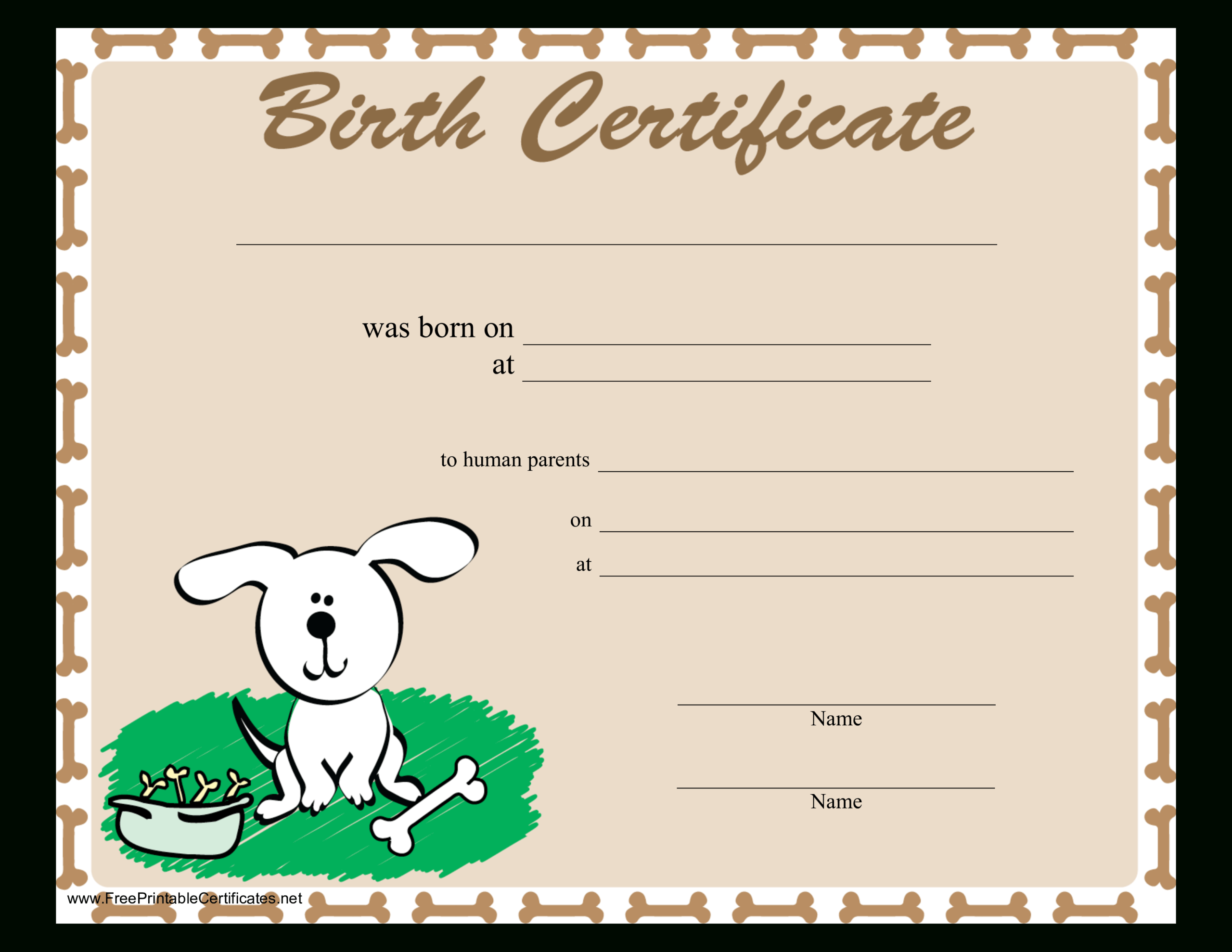 Sample Dog Birth Certificate | Templates At Pertaining To Birth Certificate Templates For Word