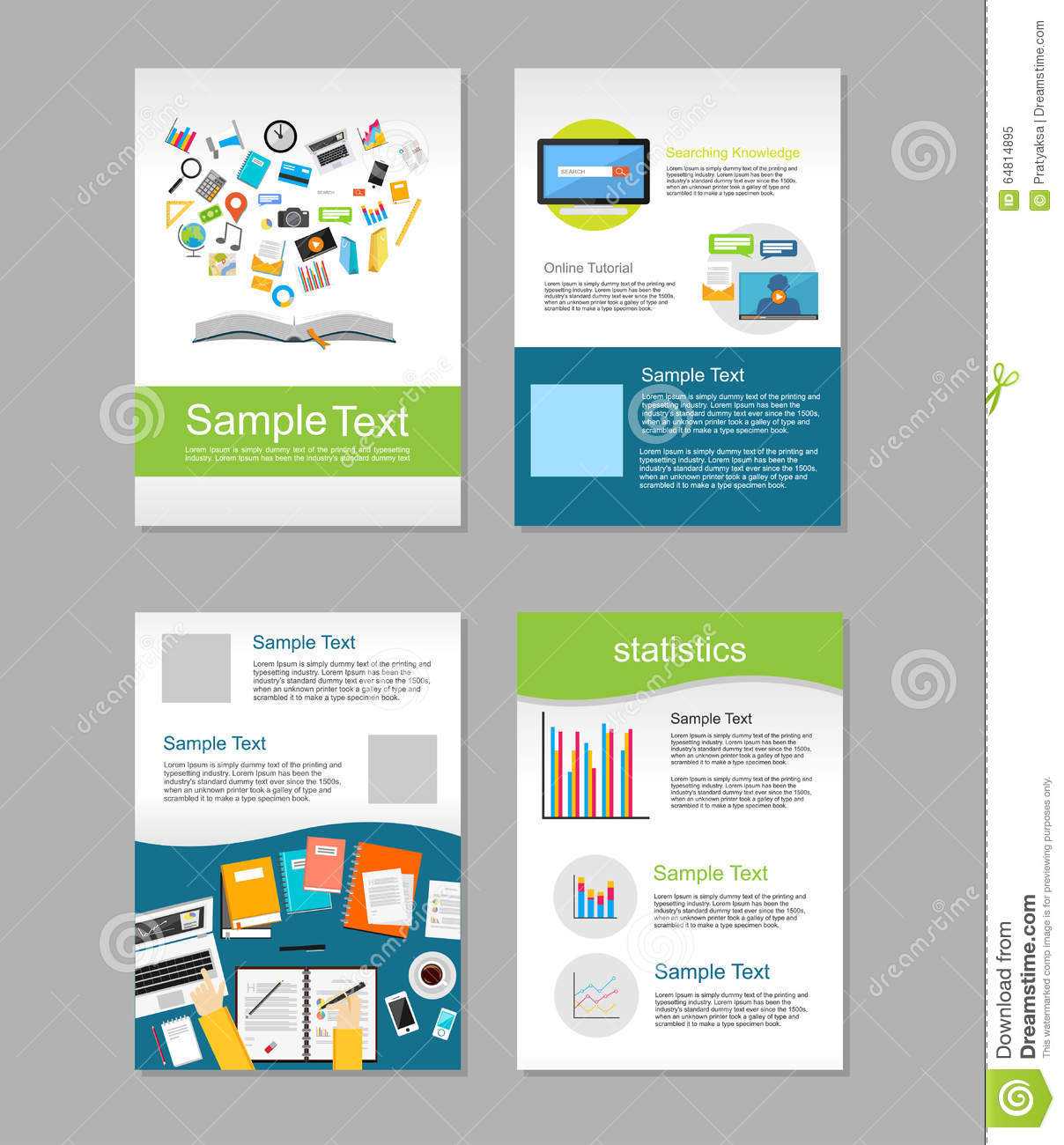 Set Of Flyer. Brochure Design Templates. Education With E Brochure Design Templates