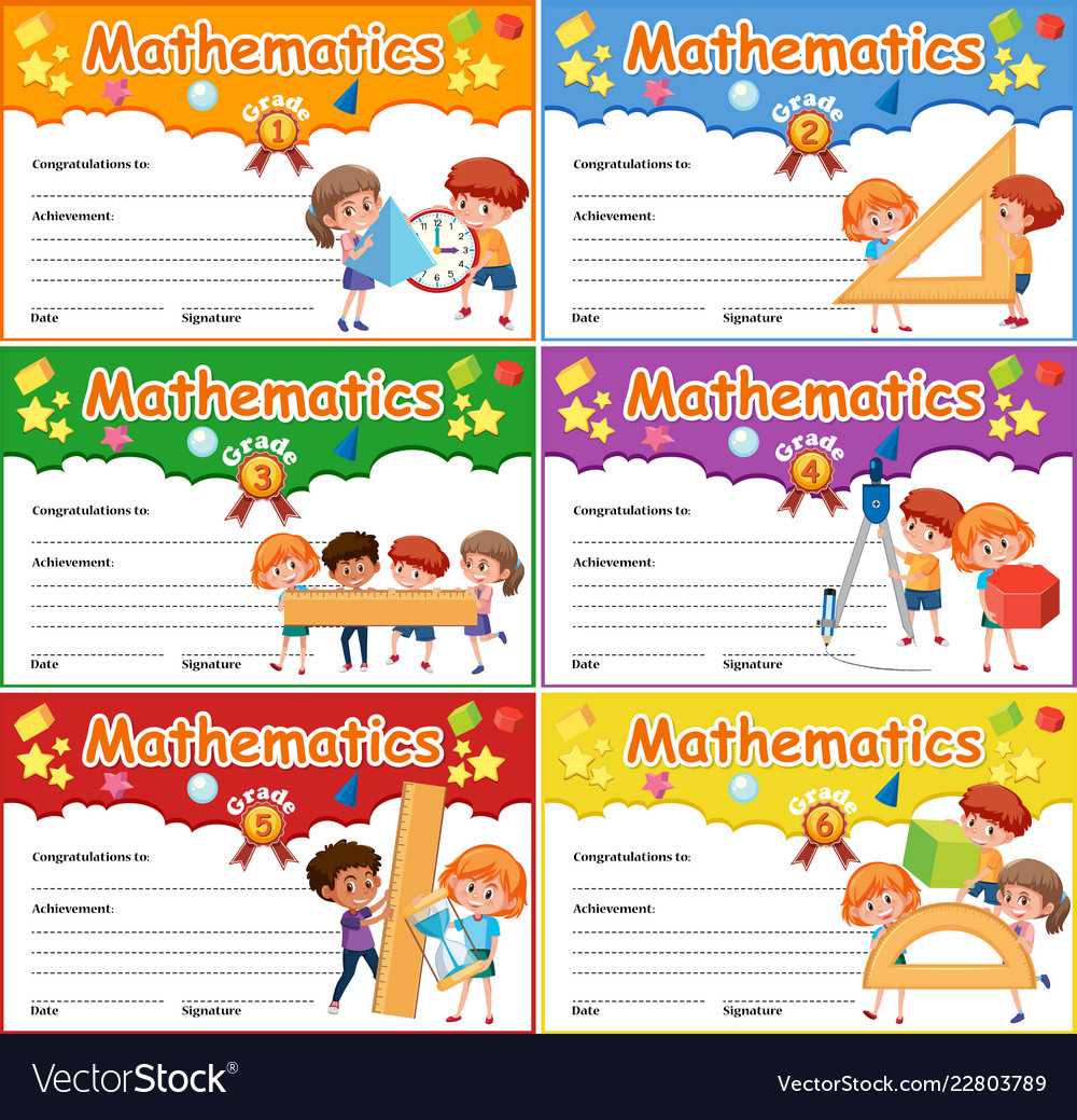 Set Of Mathematics Certificate With Regard To Math Certificate Template
