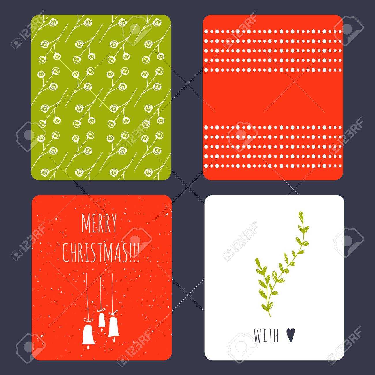 Set Of Winter Small Card Templates. Collection For Christmas.. in Small Greeting Card Template