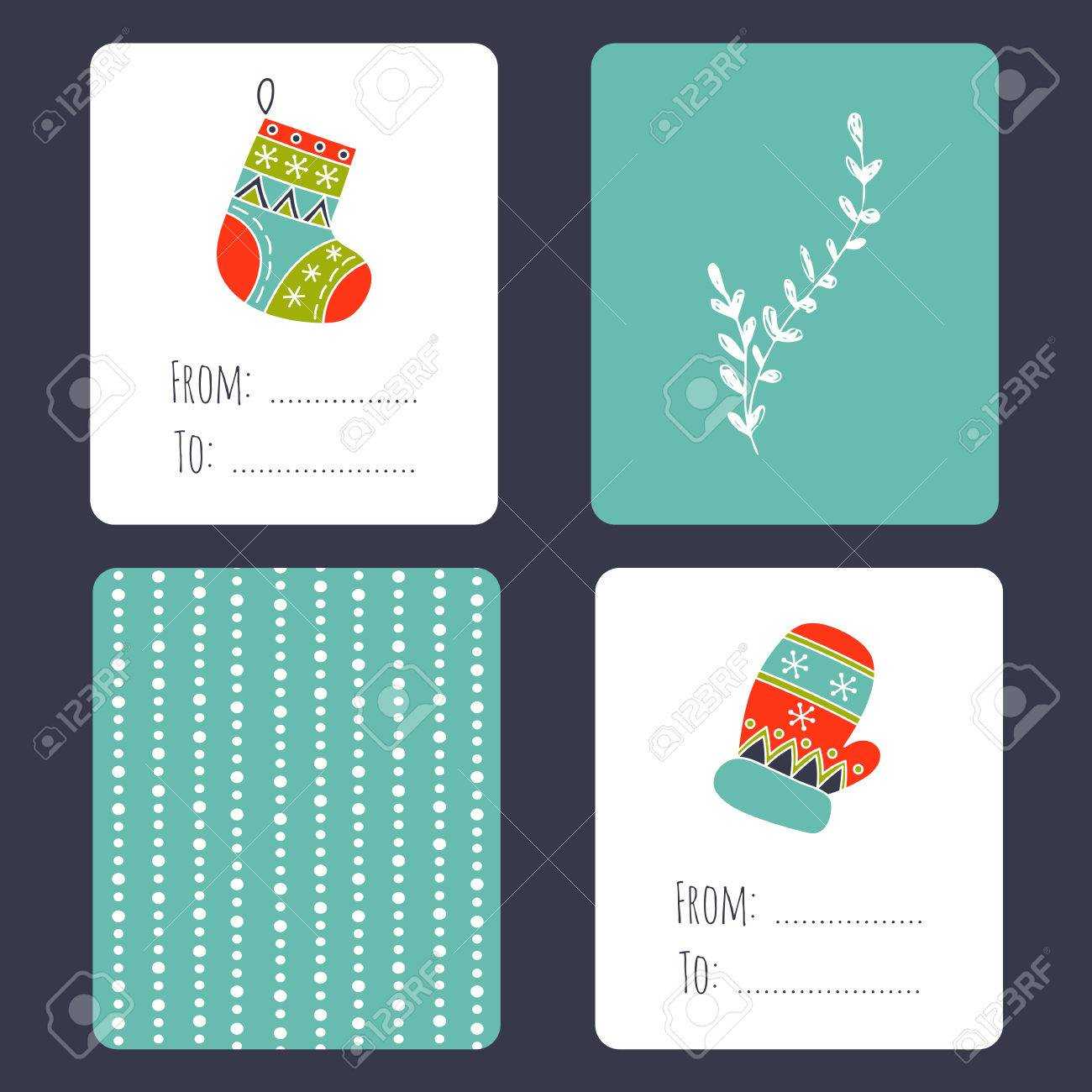 Set Of Winter Small Card Templates. Collection For Christmas.. Throughout Small Greeting Card Template