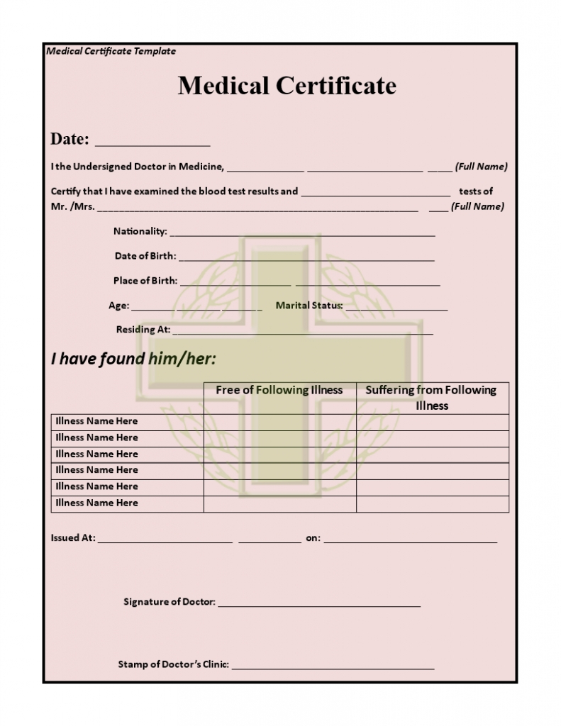Sick Leave Certificate From Doctor - Karati.ald2014 Regarding Free Fake Medical Certificate Template