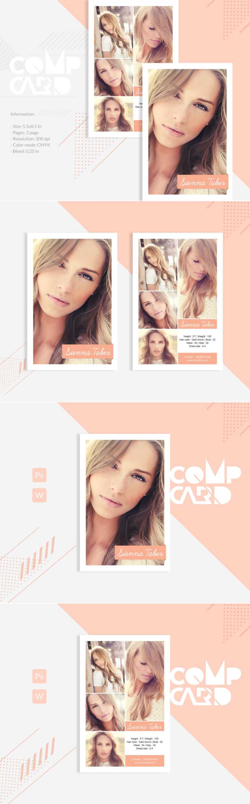 Sienna Taber - Modeling Comp Card Corporate Identity Template In Comp Card Template Download