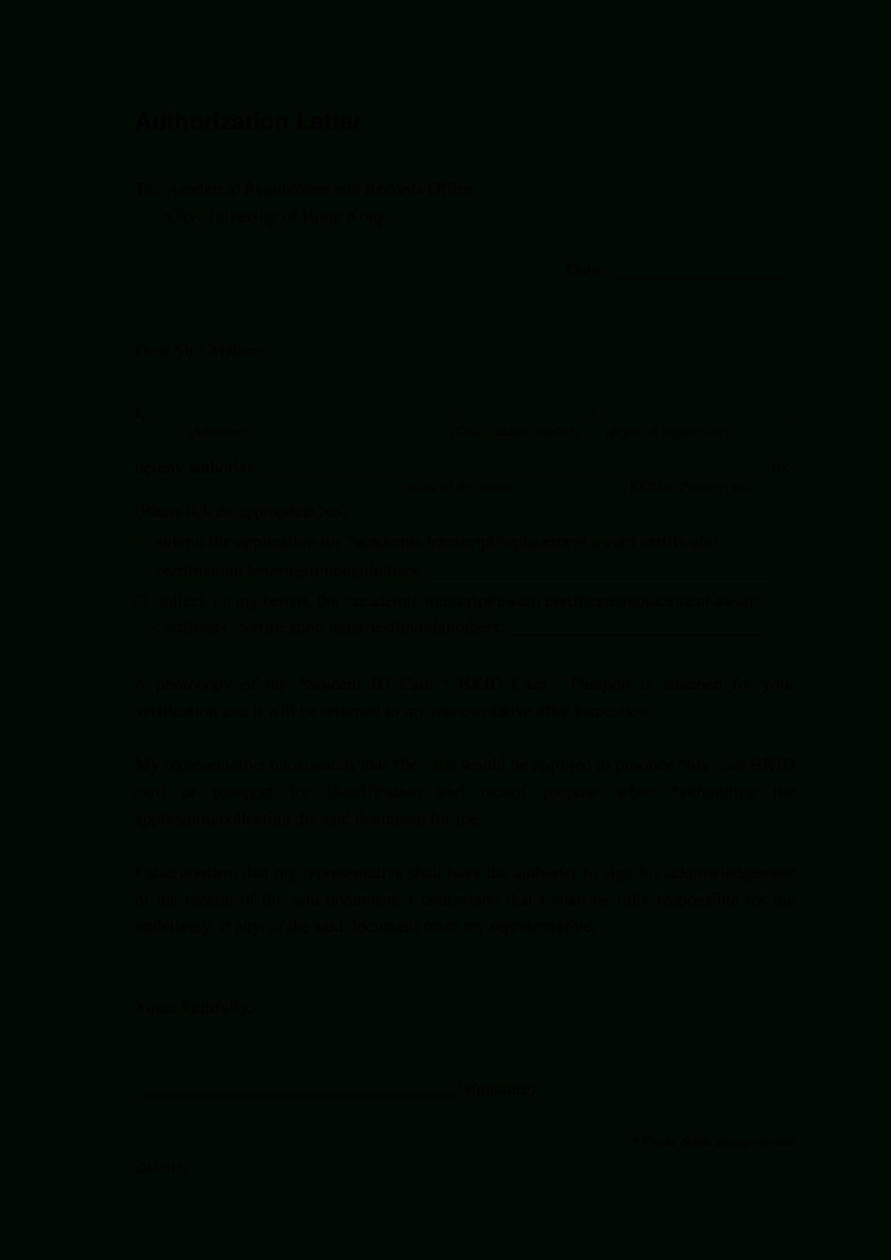 Simple Authorization Letter For Certificate | Templates At Throughout Certificate Of Authorization Template