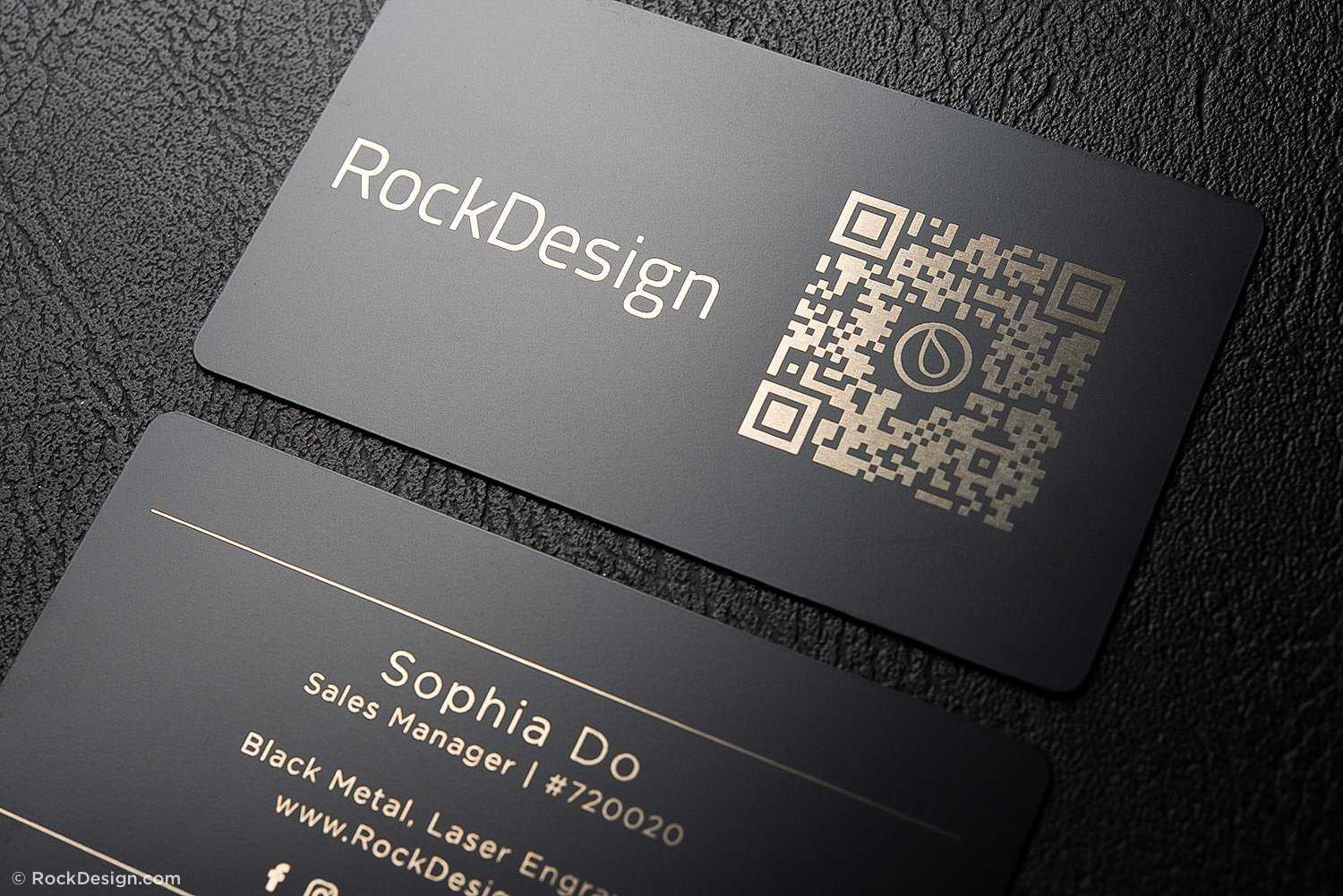 Simple Black Metal Business Cards – Sophia Do Pertaining To Qr Code Business Card Template