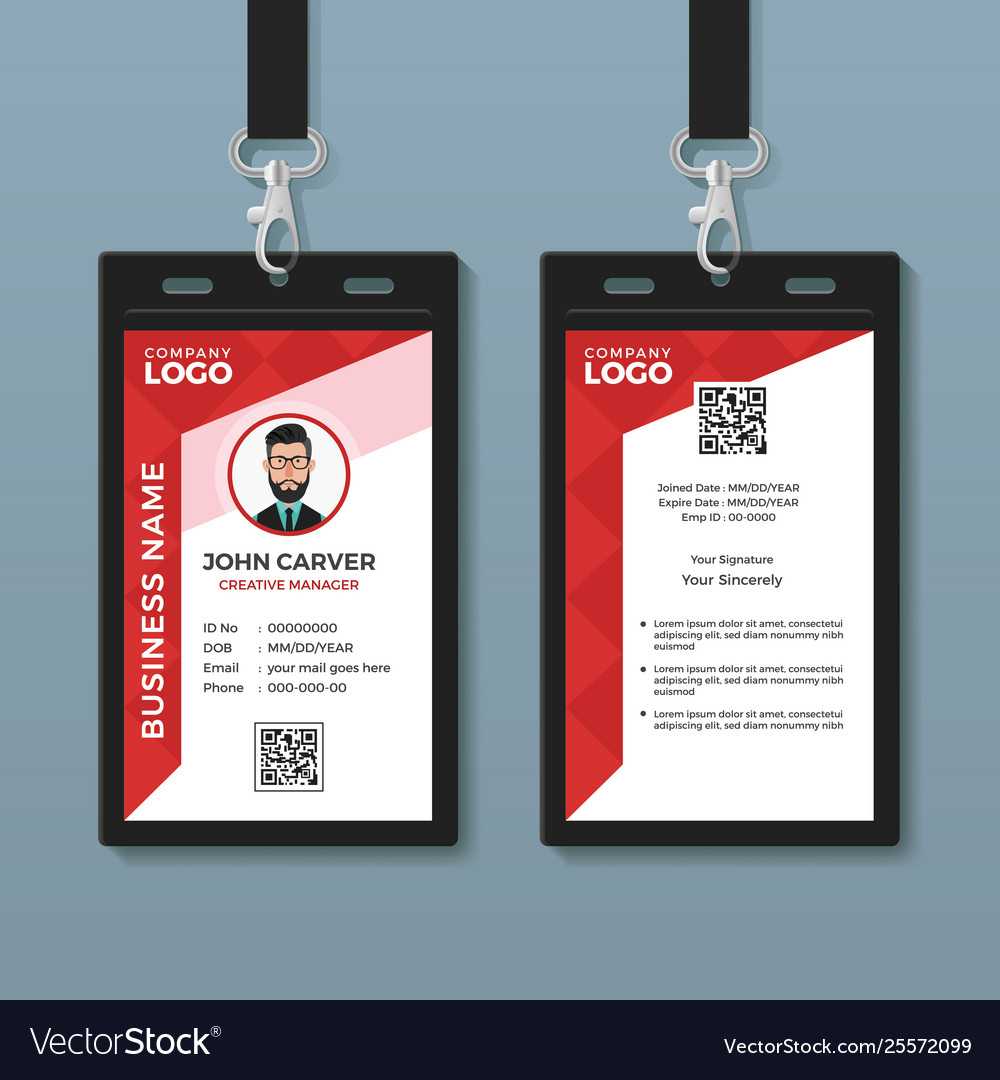 Simple Red Graphic Id Card Template Within Media Id Card Templates