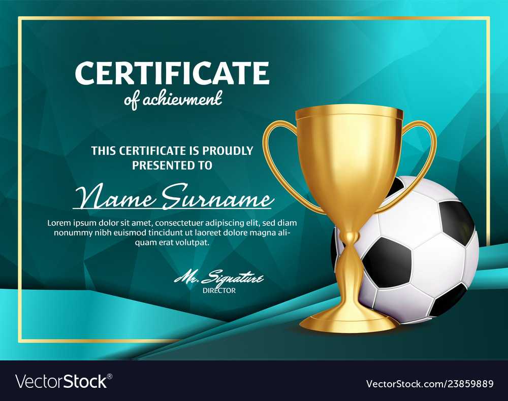 Soccer Certificate Diploma With Golden Cup With Regard To Soccer Certificate Templates For Word