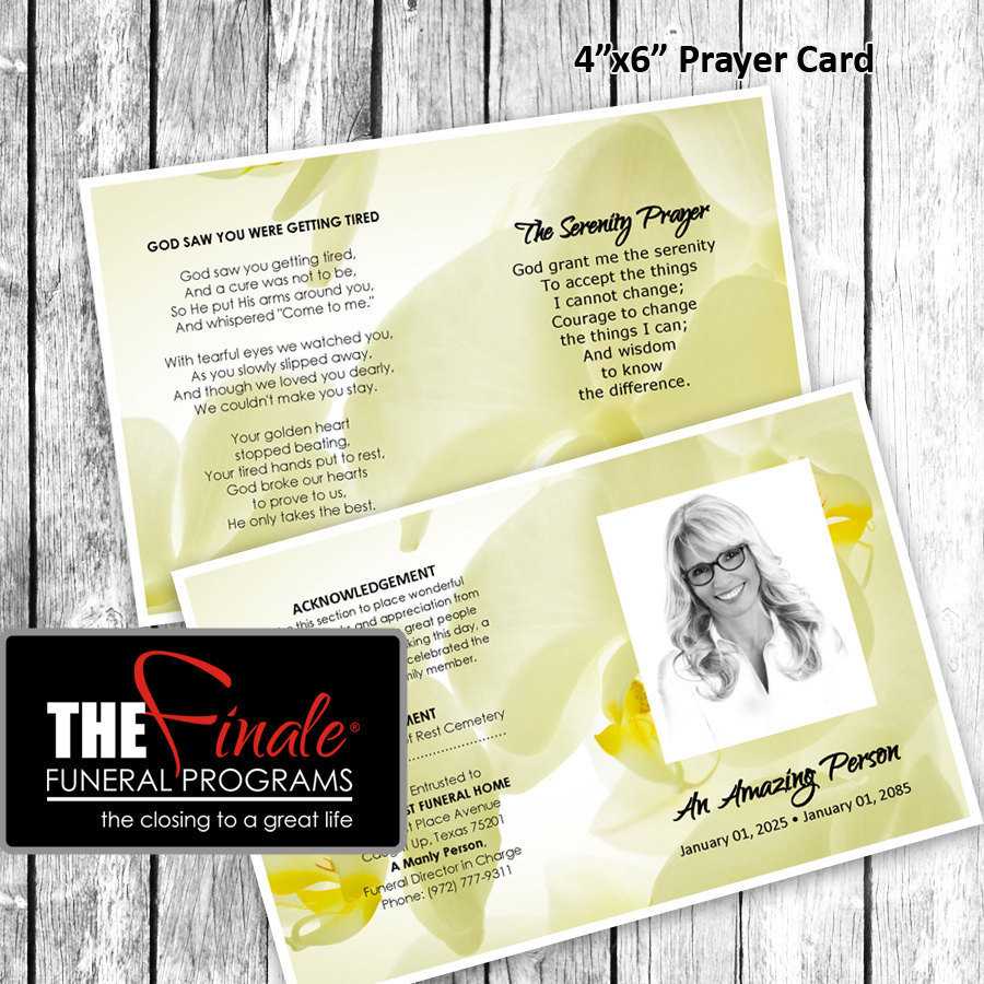 Soft Yellow Glowing Orchids Prayer Card  (Matching With Regard To Prayer Card Template For Word