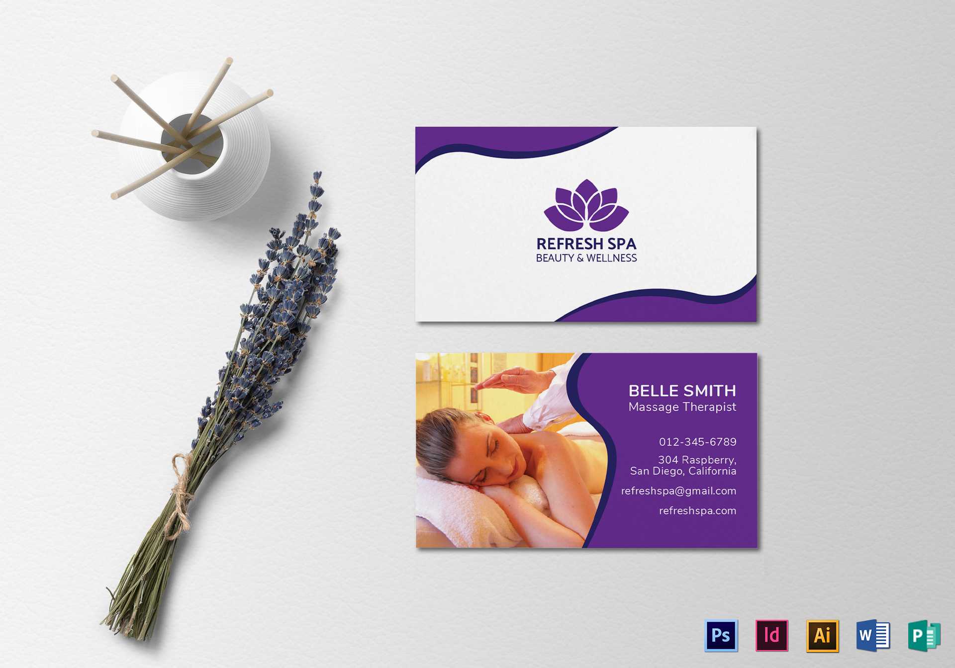 Spa Center Business Card Template Throughout Massage Therapy Business Card Templates