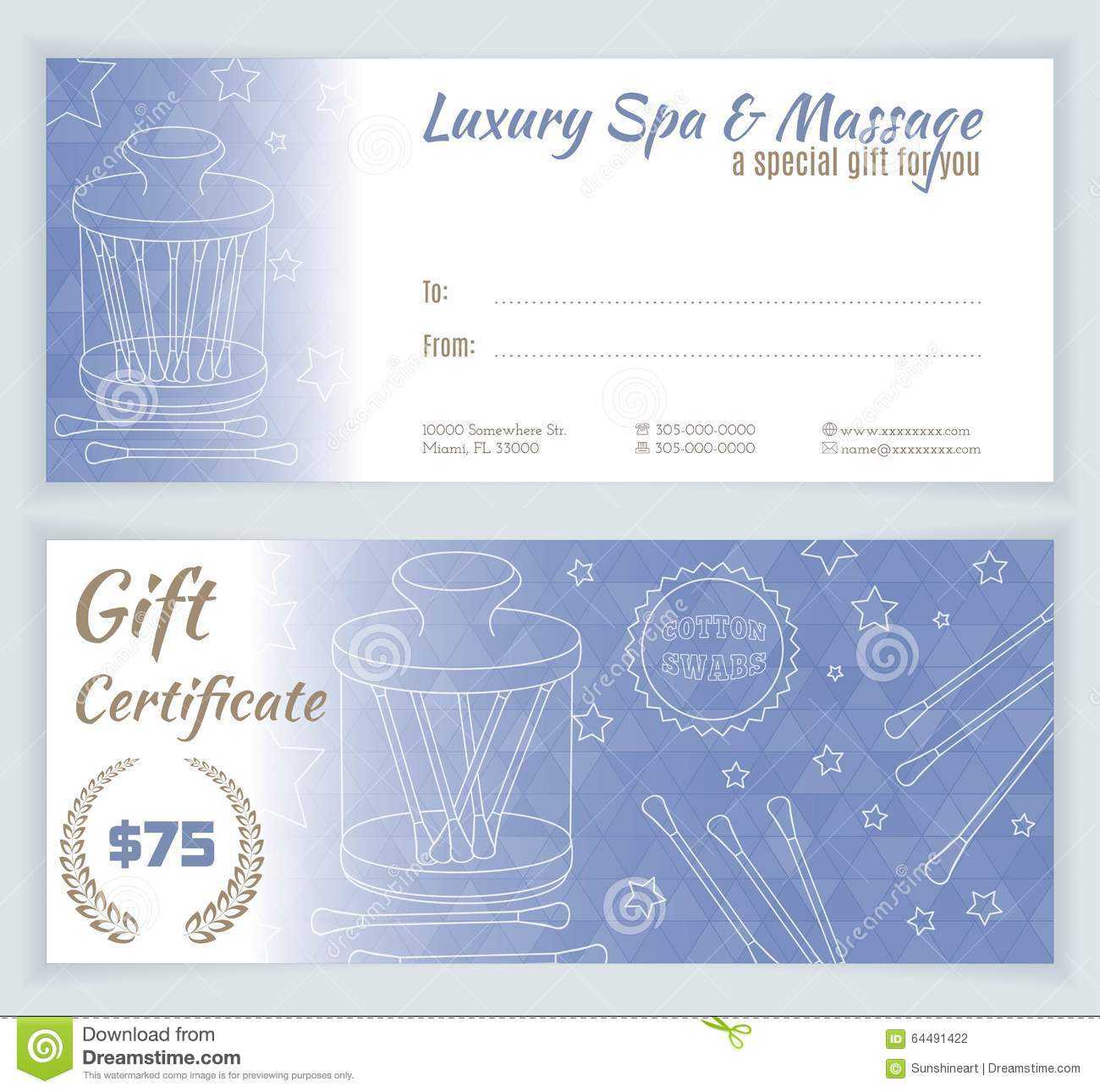 Spa, Massage Gift Certificate Template Stock Illustration Regarding Massage Gift Certificate Template Free Download