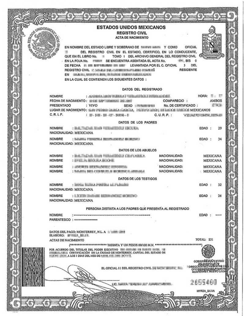 Spanish Birth Certificate Translation | Burg Translations Throughout Uscis Birth Certificate Translation Template