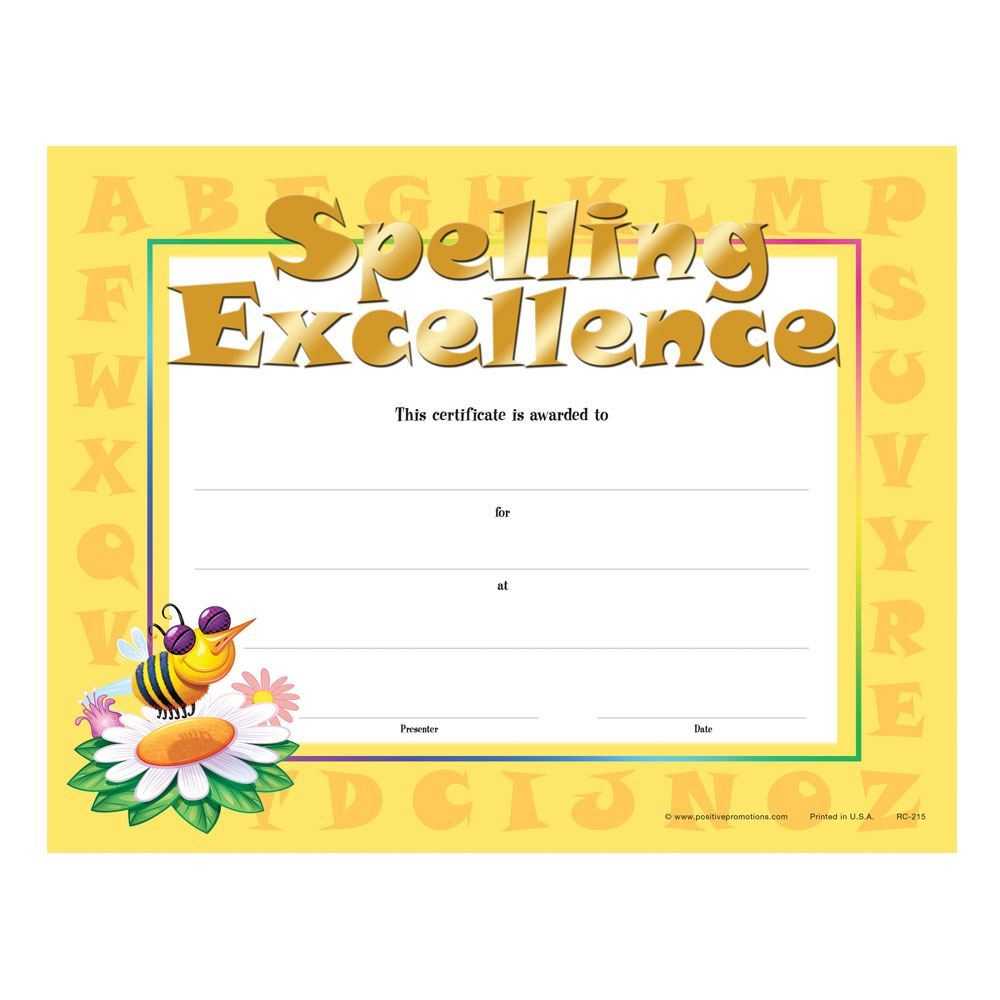 Spelling Excellence Gold Foil Stamped Certificates – Pack Of 25 Within Spelling Bee Award Certificate Template