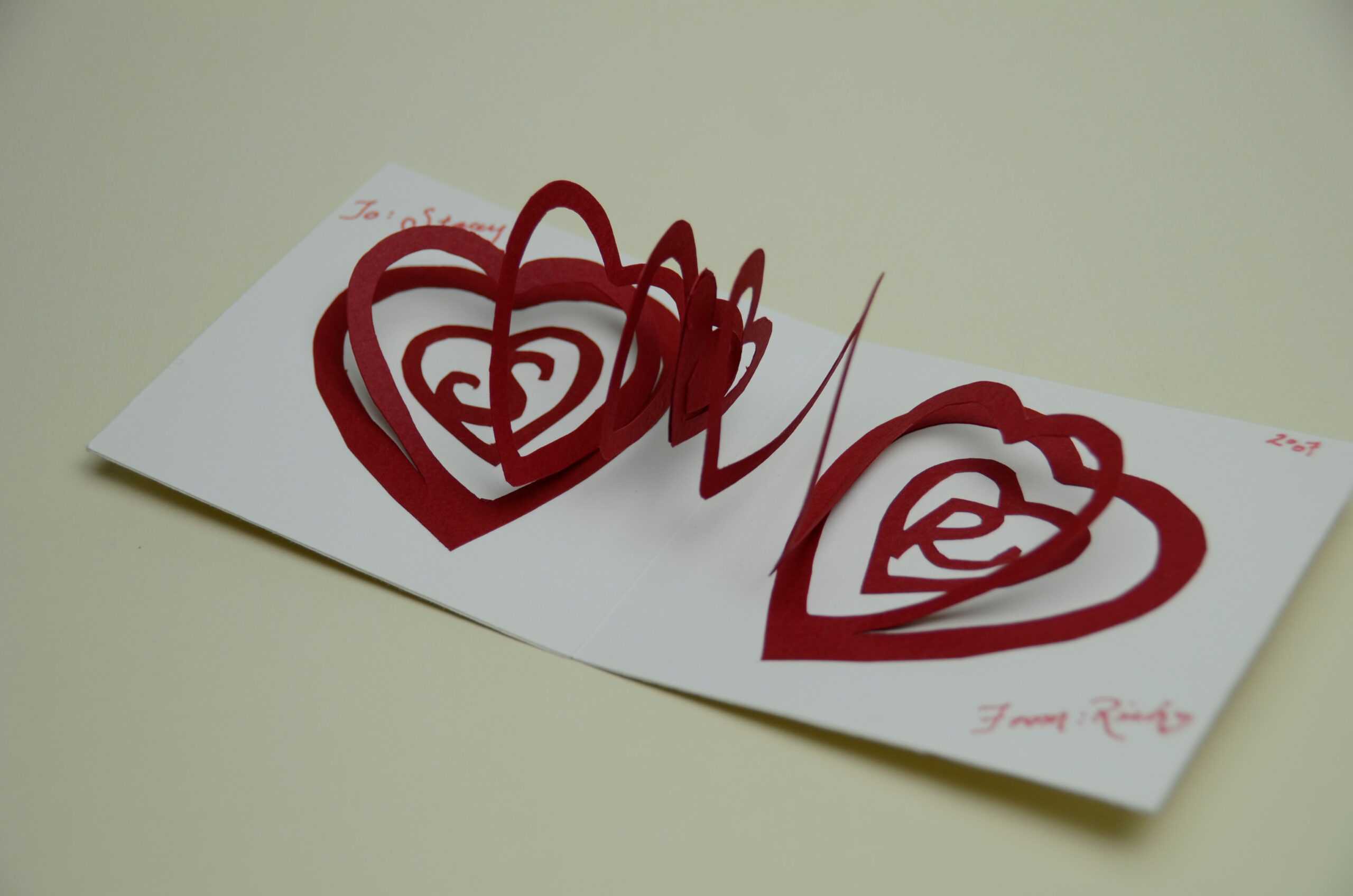 Spiral Heart Pop Up Card Template Within 3D Heart Pop Up Card Template Pdf