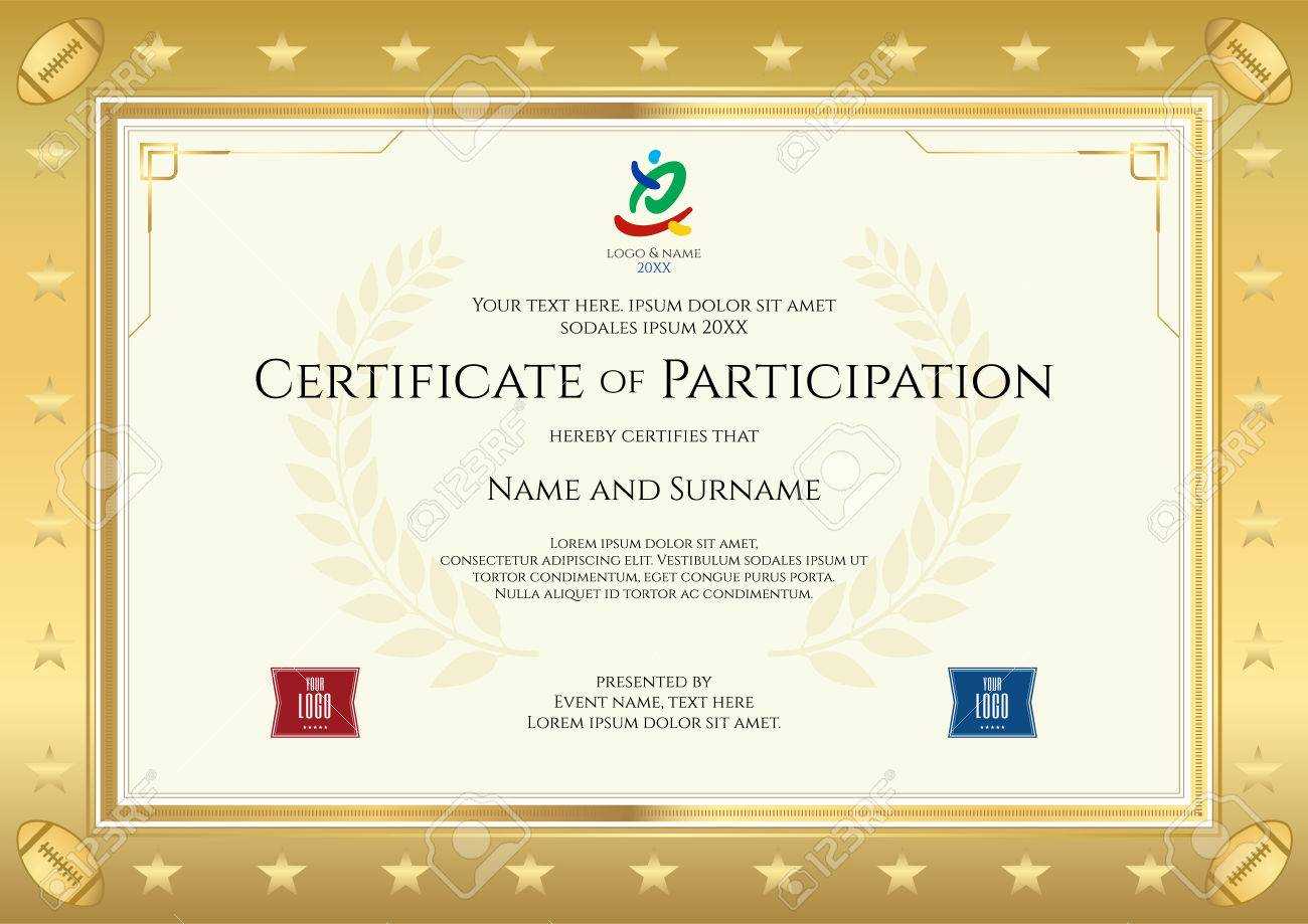 Sport Theme Certificate Of Participation Template For Sport Or.. In Templates For Certificates Of Participation
