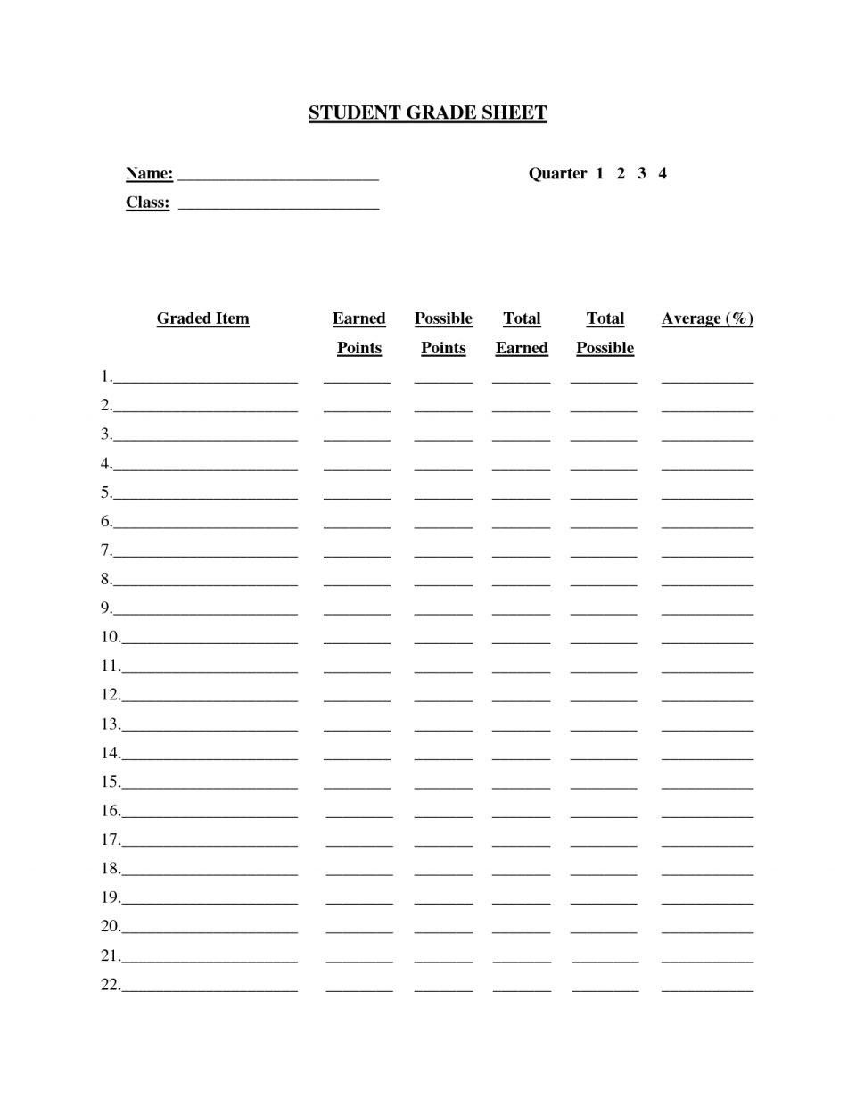 Spreadsheet Grade Printable Sheet Template Student Doc With Student Information Card Template