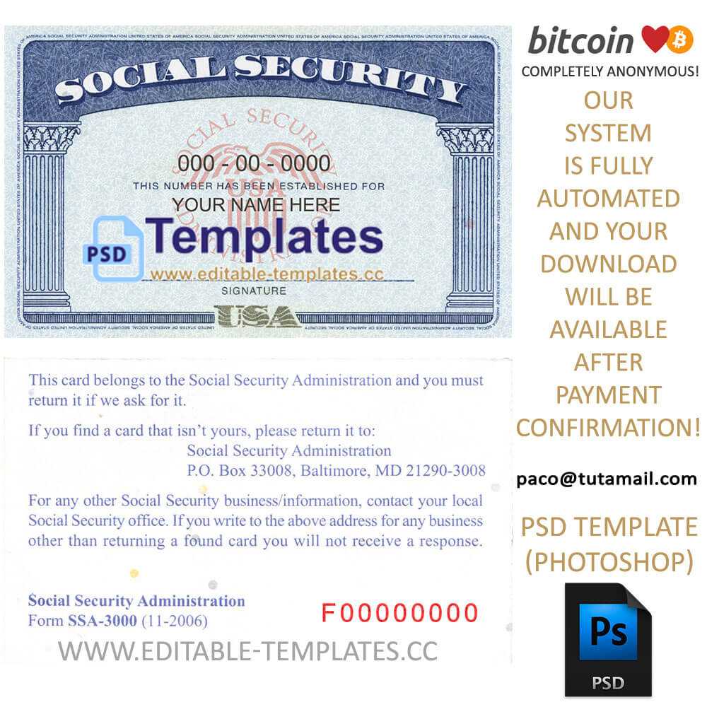 Ssn Usa Social Security Number Template With Regard To Editable Social Security Card Template