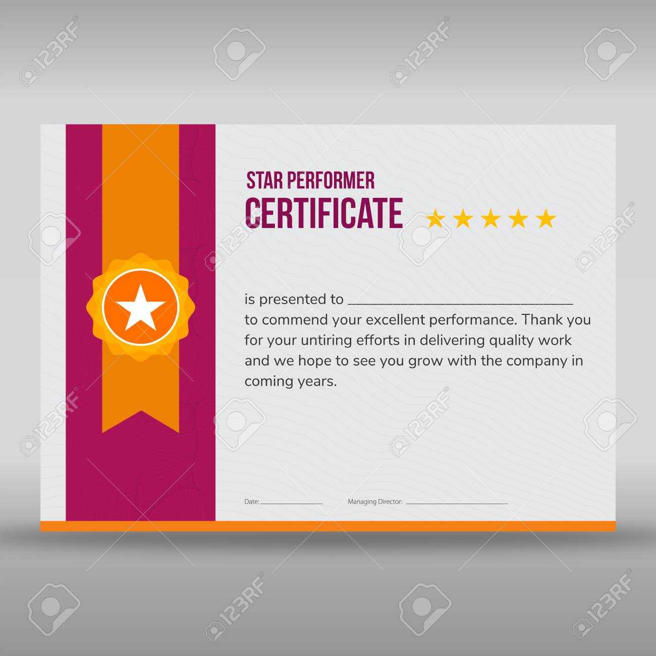 Star Performer Certificate Templates - Karati.ald2014 Throughout Star Performer Certificate Templates