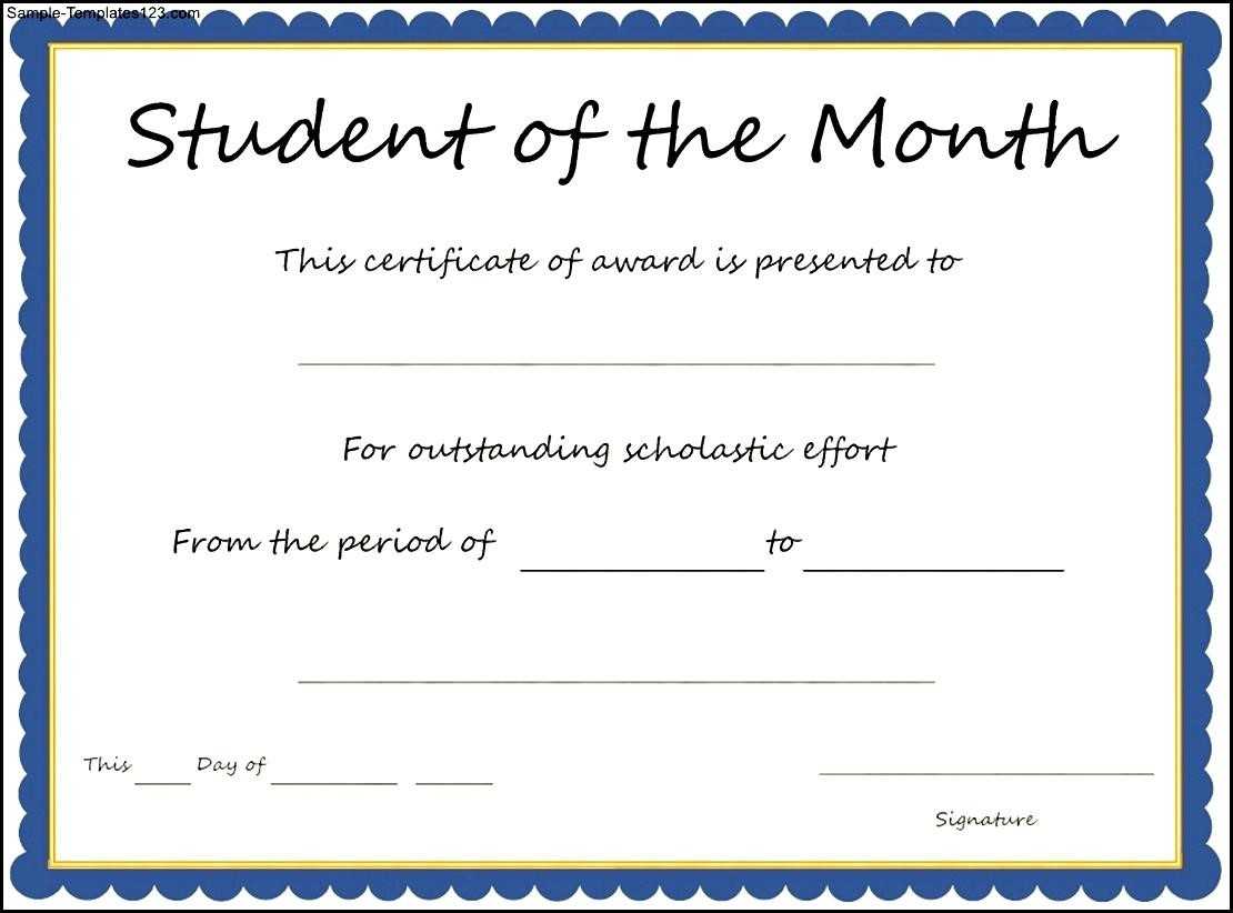 Student Of The Month Certificates Free - Karati.ald2014 In Free Printable Student Of The Month Certificate Templates
