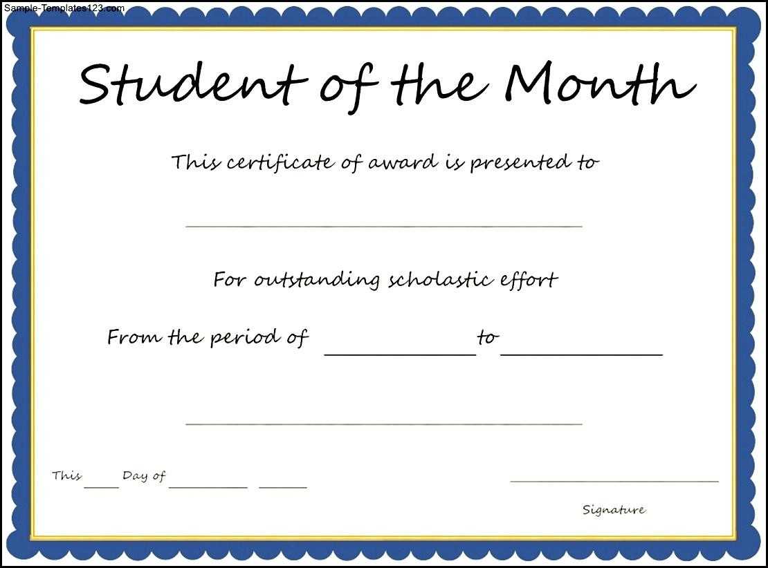 Student Of The Month Certificates Free – Karati.ald2014 In Free Printable Student Of The Month Certificate Templates