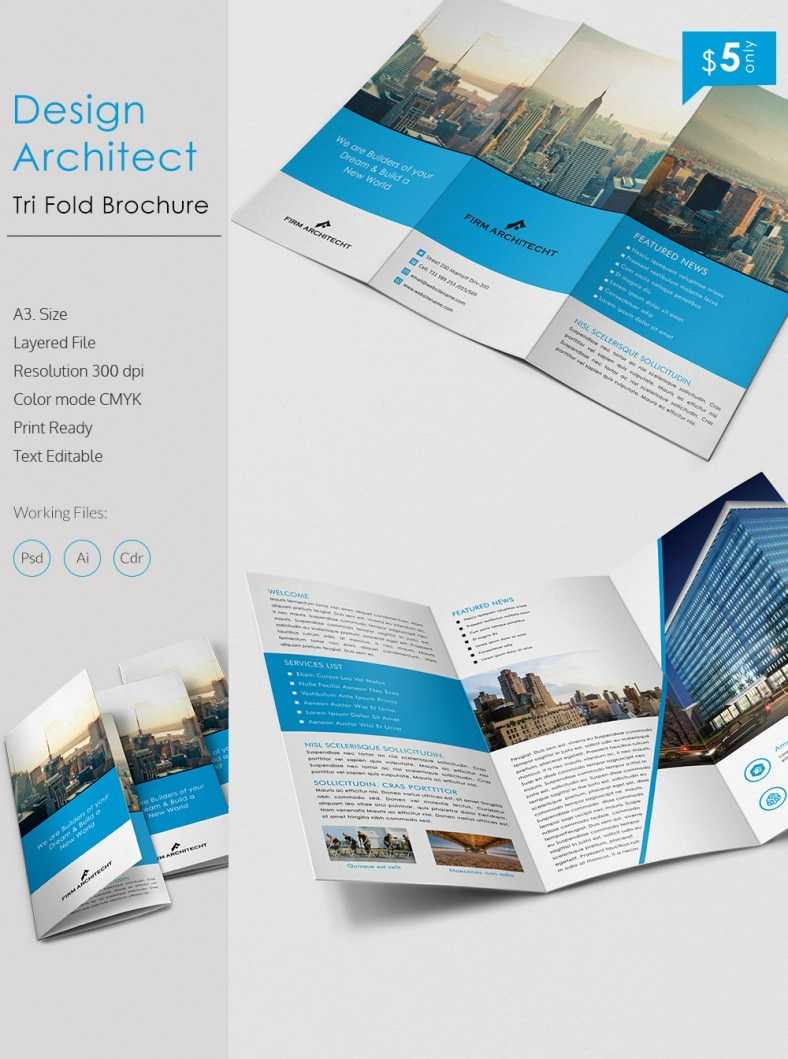 Stunning Design Architect A3 Tri Fold Brochure Template With Regard To Architecture Brochure Templates Free Download