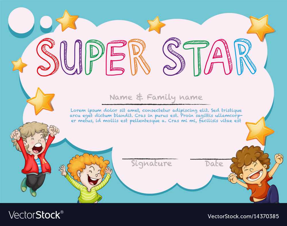 Super Star Award Template With Kids In Background Within Star Award Certificate Template