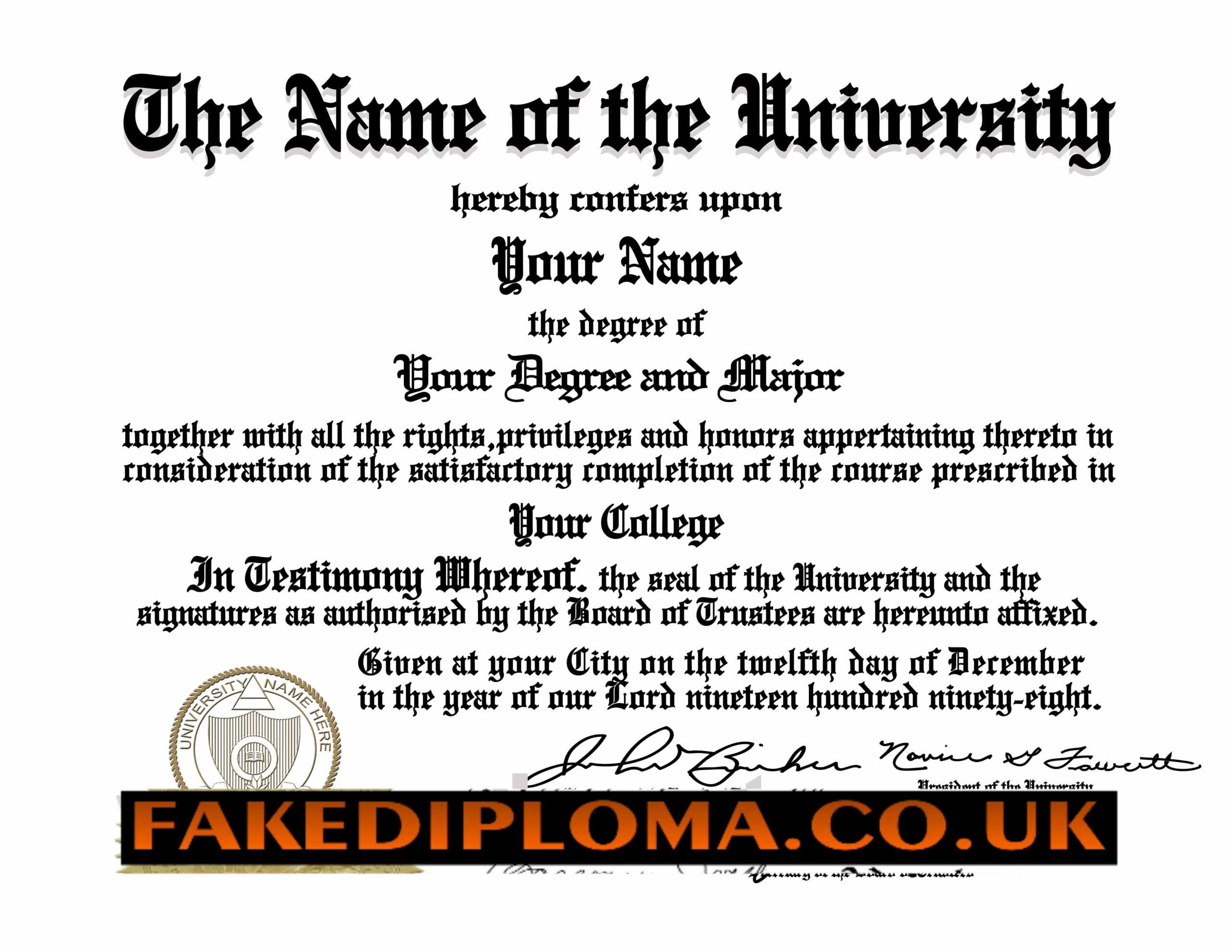 Superior Fake Diploma | Fake University And College Degrees With Fake Diploma Certificate Template