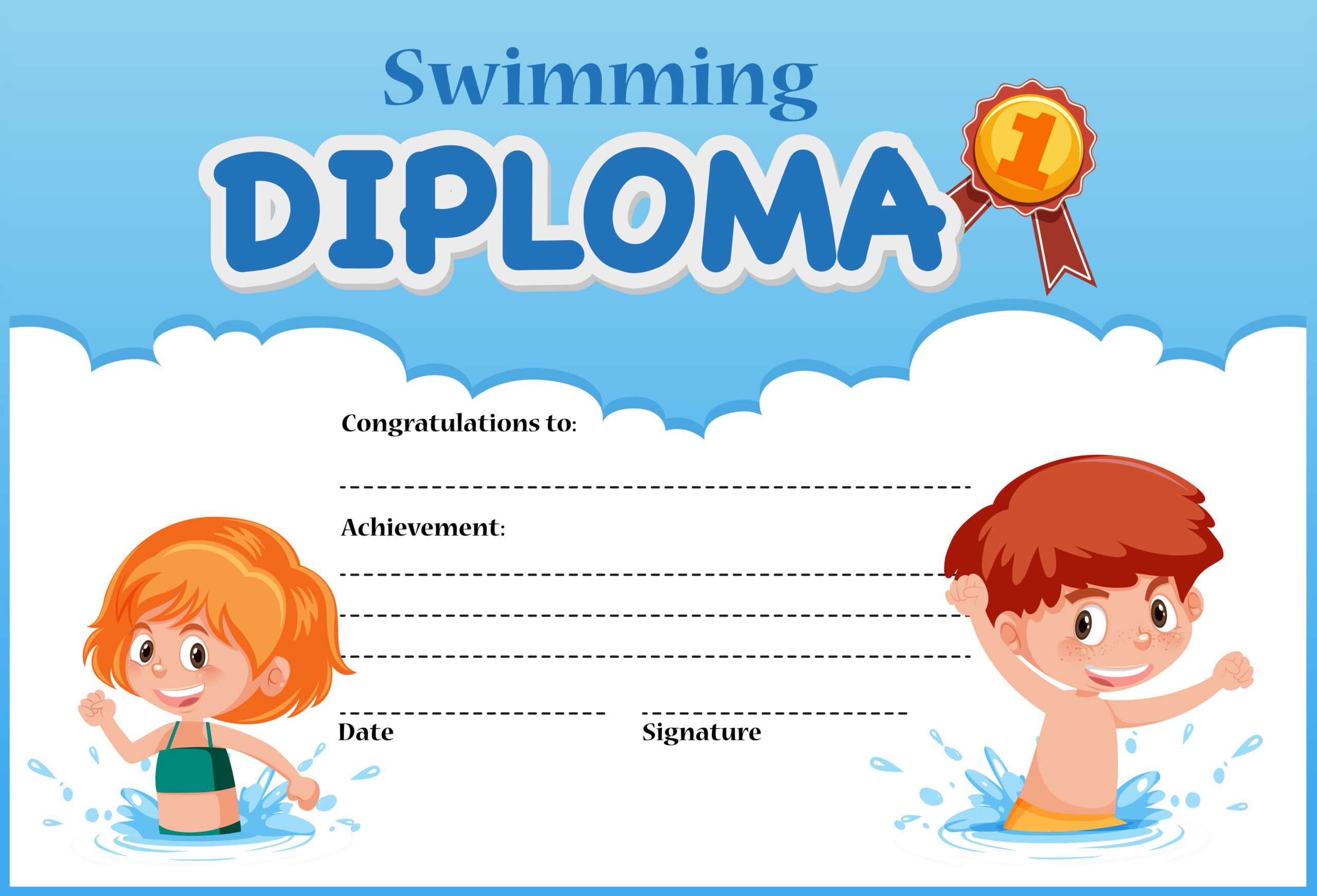 Swimming Diploma Certificate Template – Download Free With Swimming Award Certificate Template