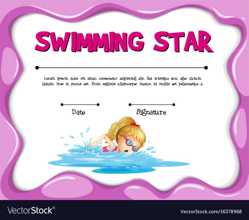 Swimming Star Certificate Template With Girl For Star Of The Week Certificate Template
