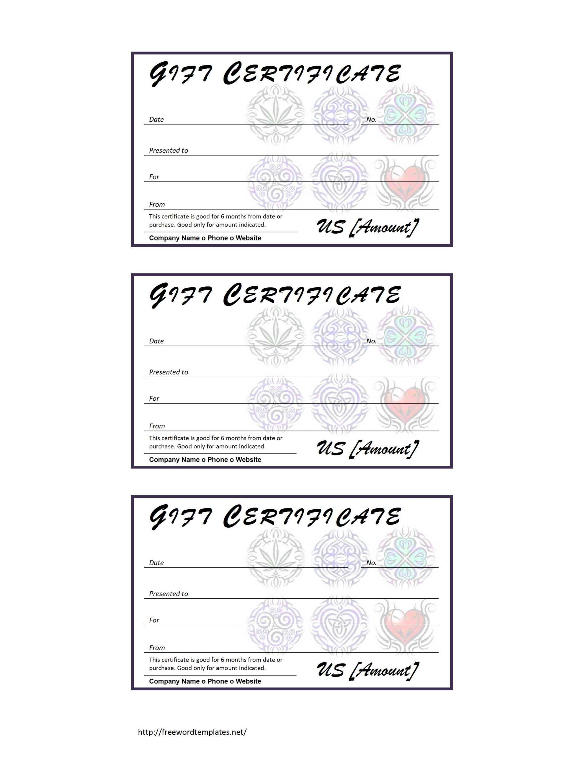 Tattoo Gift Certificate Template Within Tattoo Gift Certificate Template