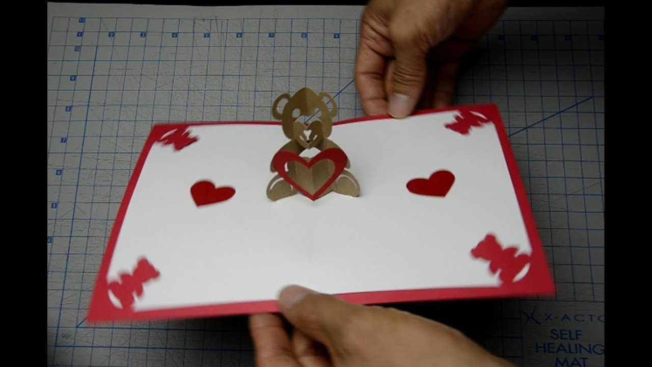 Teddy Bear Pop Up Card: Tutorial With Heart Pop Up Card Template Free