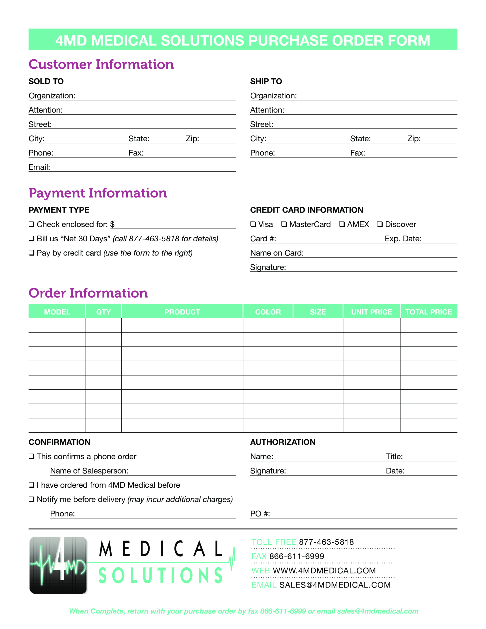 Télécharger Gratuit Medical Purchase Order Form In Customer Information Card Template