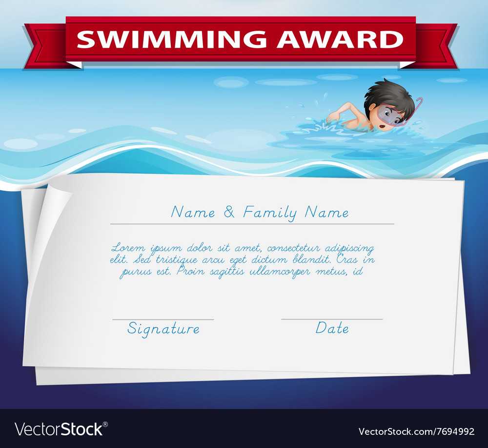 Template Of Certificate For Swimming Award For Swimming Award Certificate Template