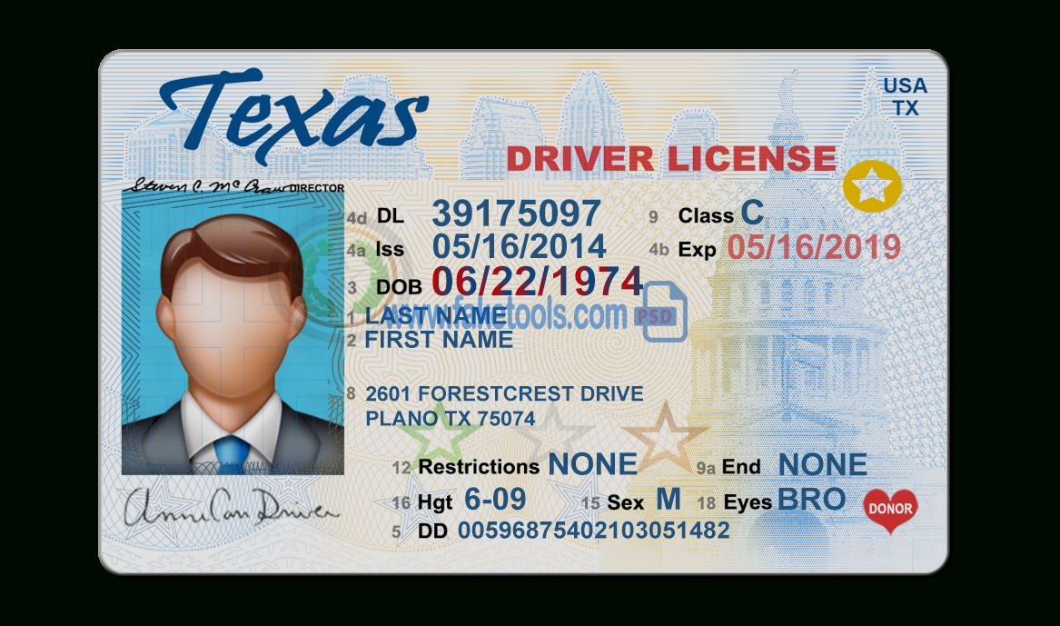 Texas Driver License Psd Template In Texas Id Card Template