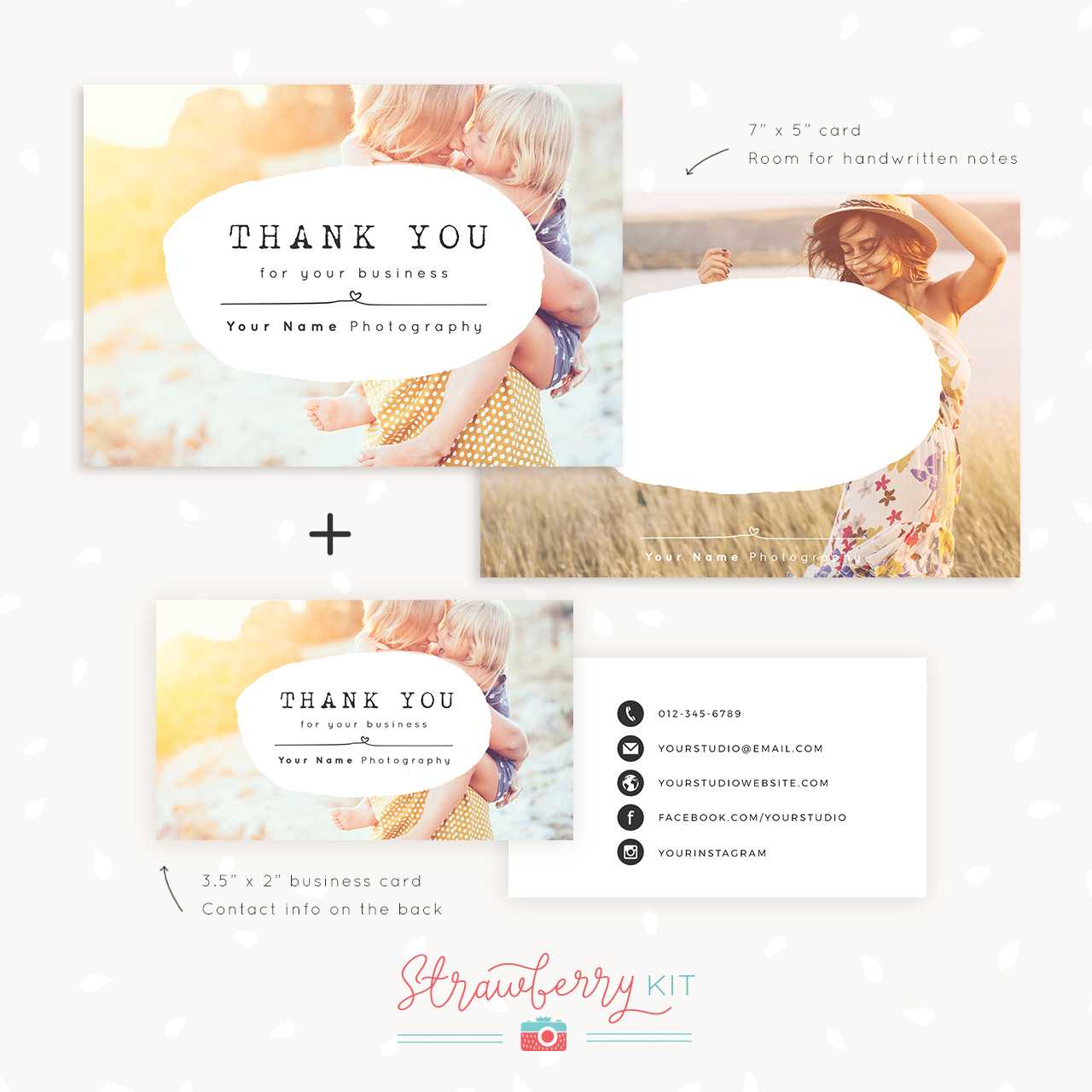 Thank You Note Card For Business | Set Of Two - Strawberry Kit Throughout Thank You Note Card Template